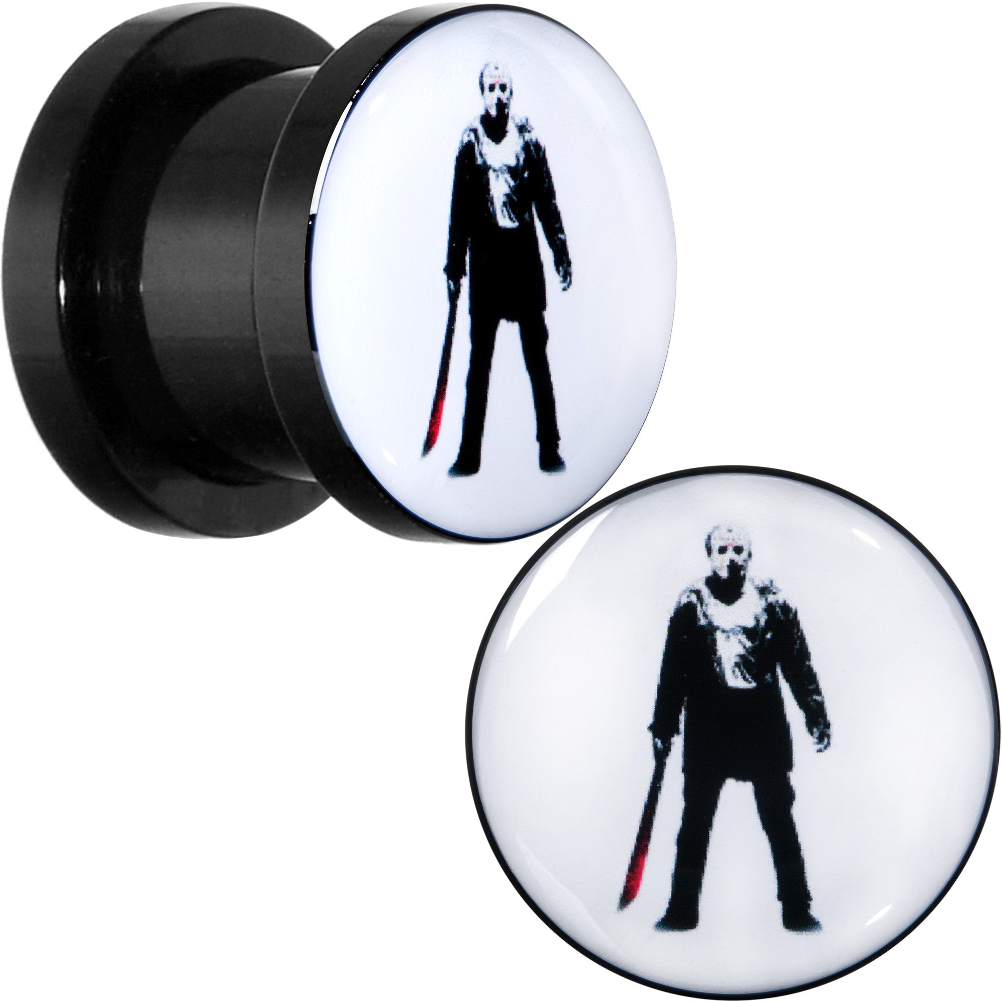 BodyCandy Licensed Friday the 13th Black Jason Voorhees Screw Fit Plug Set — size reference
