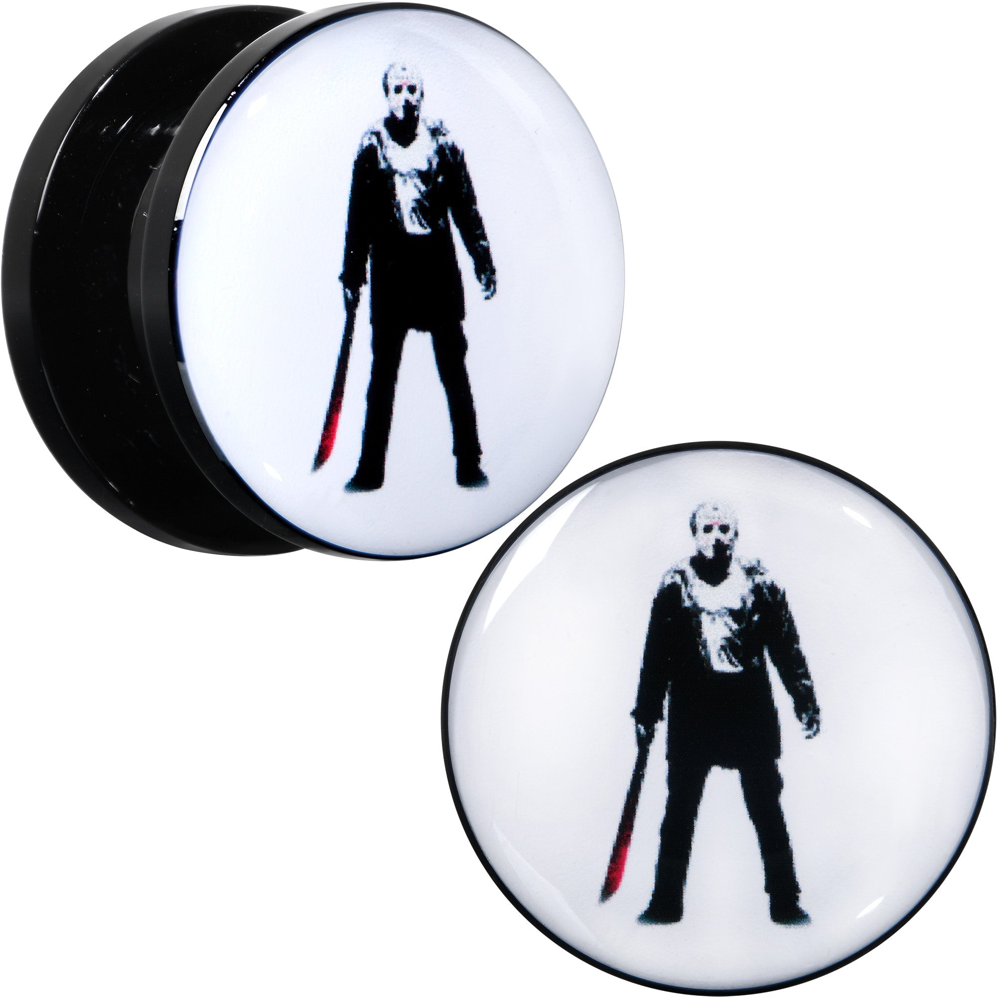 BodyCandy Licensed Friday the 13th Black Jason Voorhees Screw Fit Plug Set — comparison shot