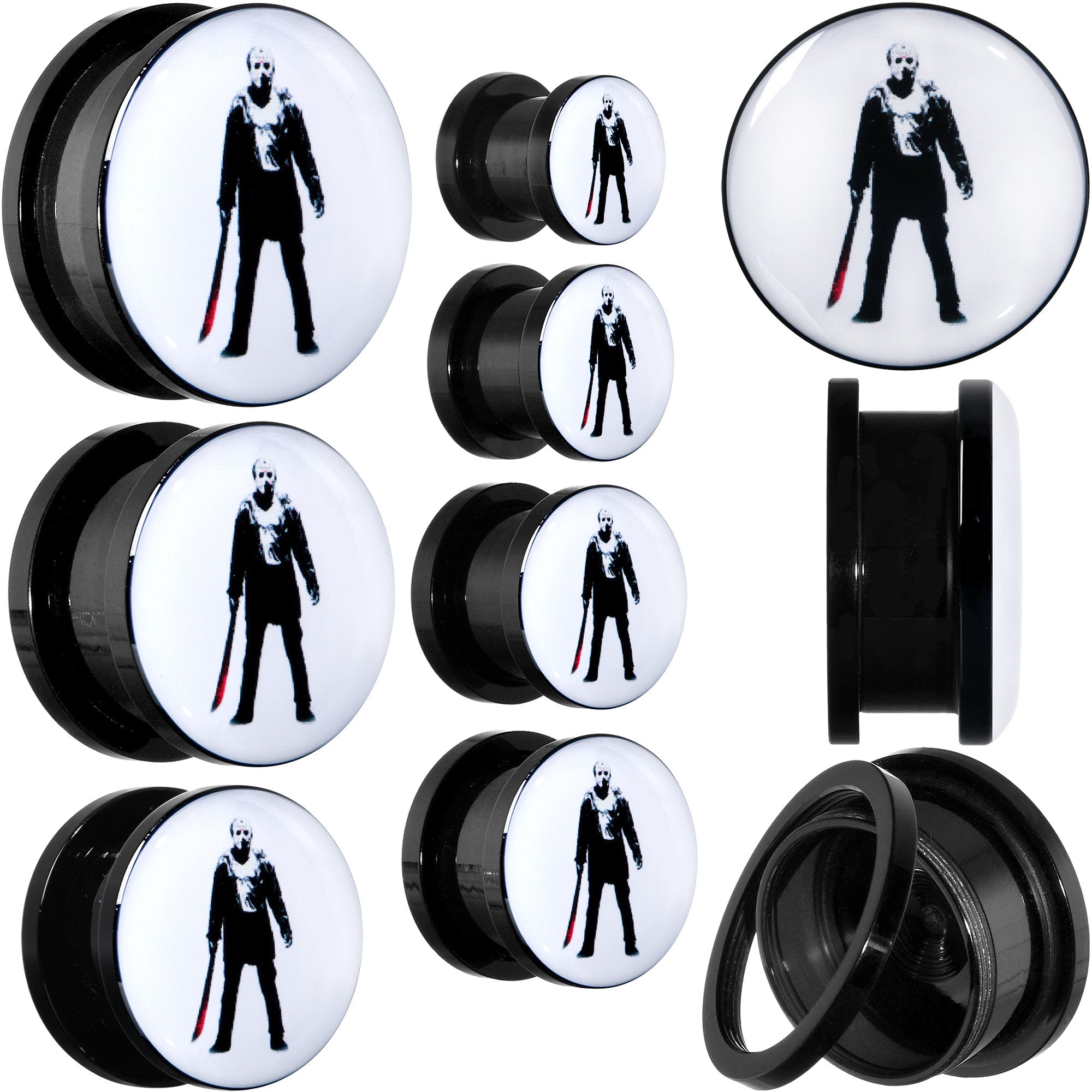 BodyCandy Licensed Friday the 13th Black Jason Voorhees Screw Fit Plug Set — main product shot