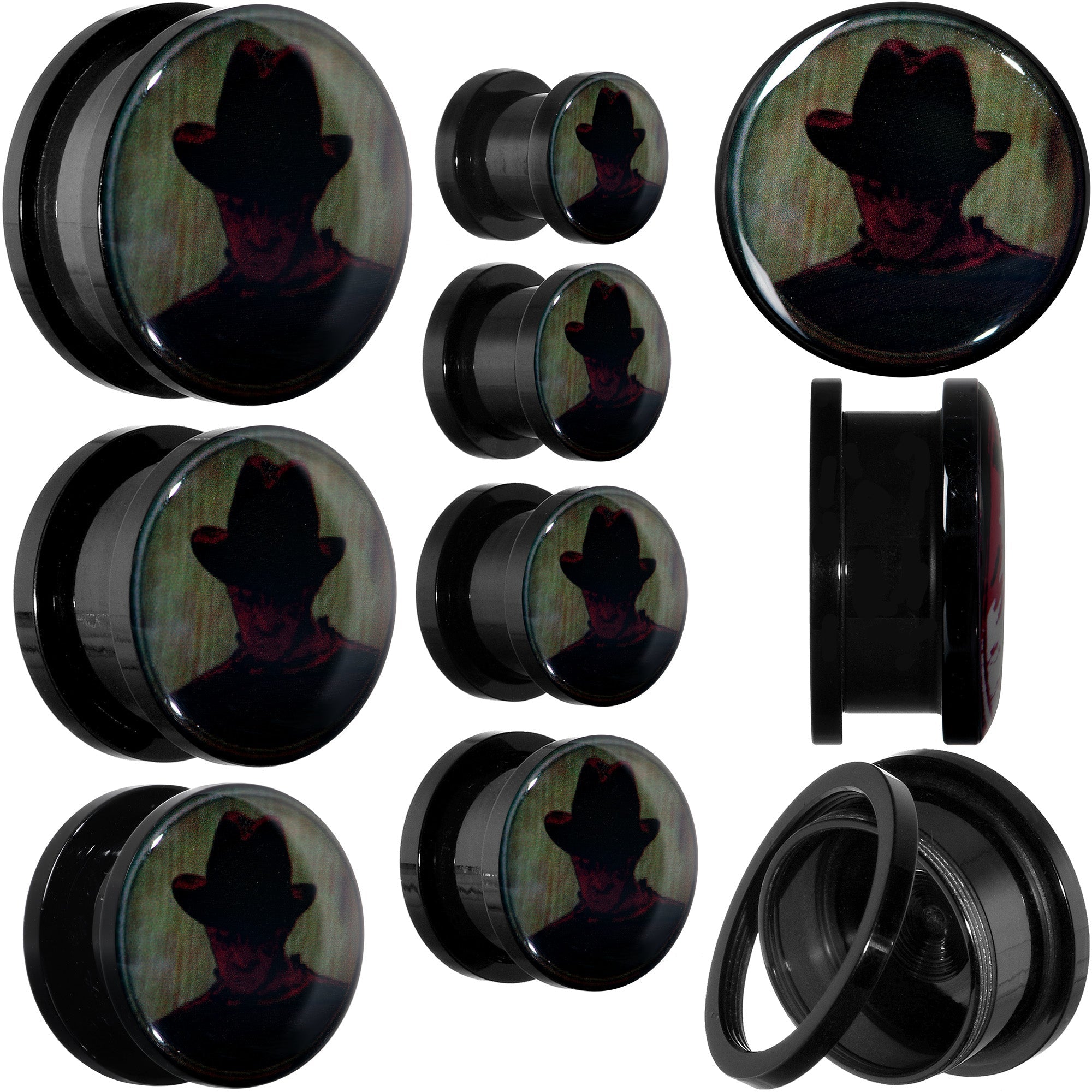 BodyCandy Licensed Nightmare on Elm Street Dark Freddy Screw Fit Plug Set — main product shot