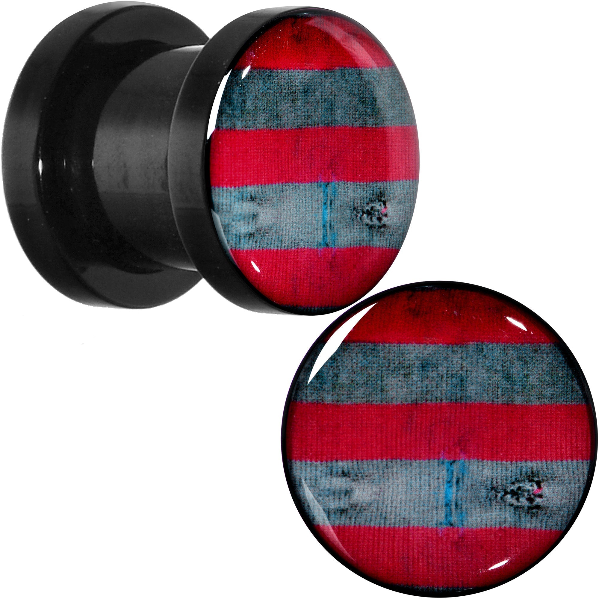 BodyCandy Licensed Nightmare on Elm Street Freddy Stripes Screw Fit Plug Set — in-use photo