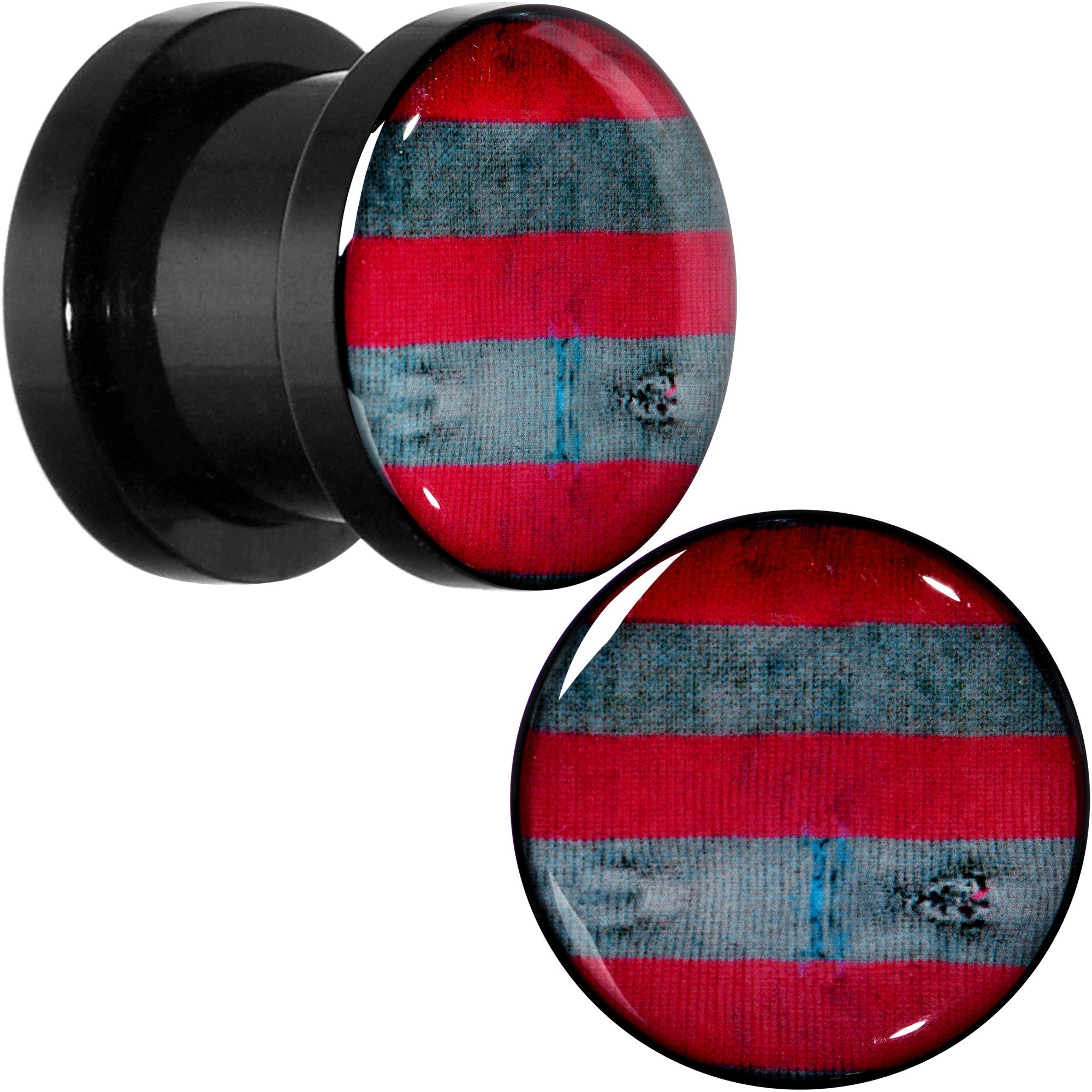 BodyCandy Licensed Nightmare on Elm Street Freddy Stripes Screw Fit Plug Set — size reference