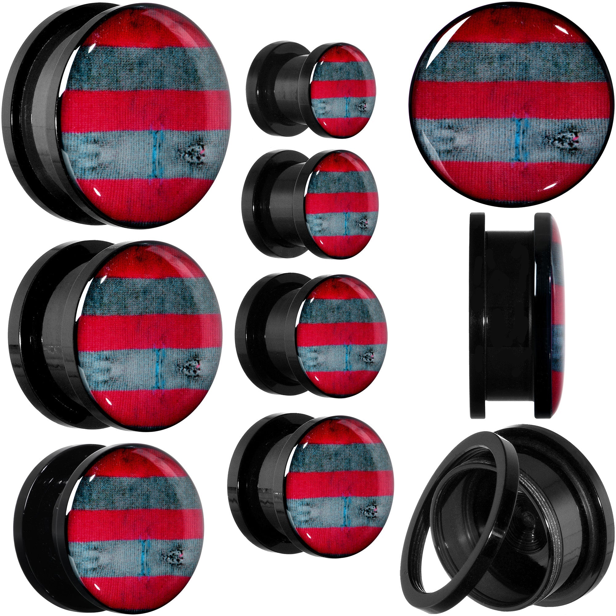 BodyCandy Licensed Nightmare on Elm Street Freddy Stripes Screw Fit Plug Set — main product shot