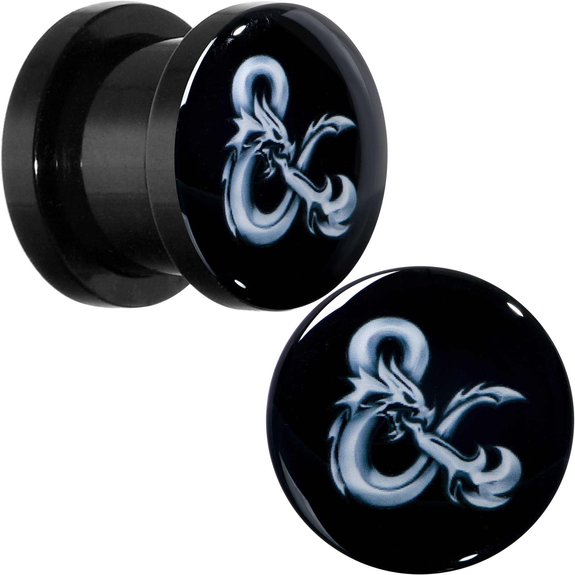 BodyCandy Licensed Dungeons & Dragons Ampersand Black Screw Fit Plug Set — in-use photo