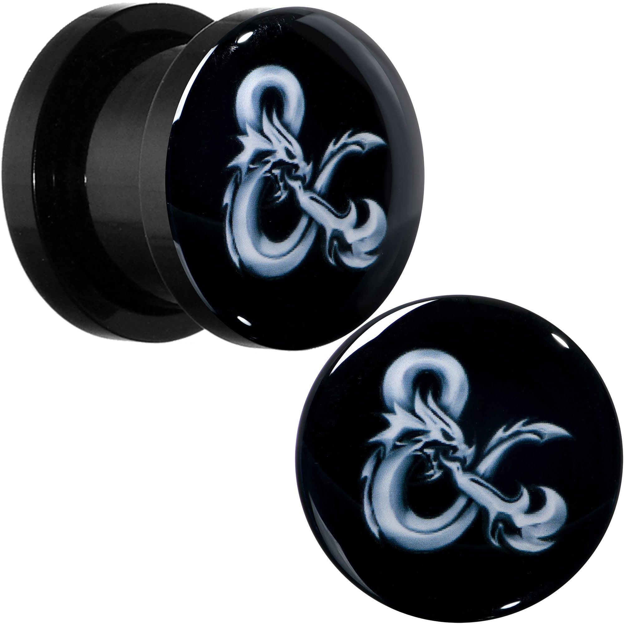 BodyCandy Licensed Dungeons & Dragons Ampersand Black Screw Fit Plug Set — size reference