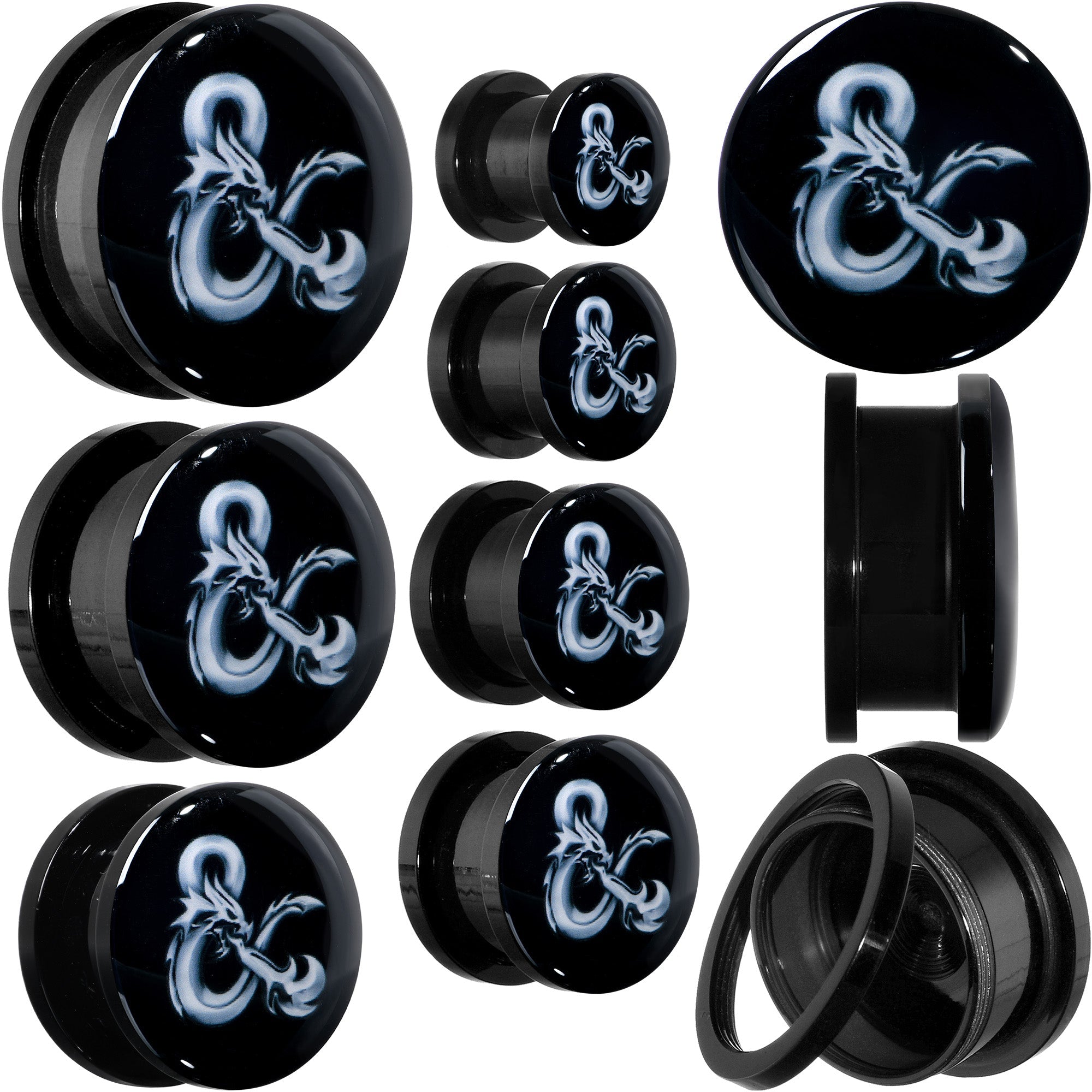 BodyCandy Licensed Dungeons & Dragons Ampersand Black Screw Fit Plug Set — main product shot