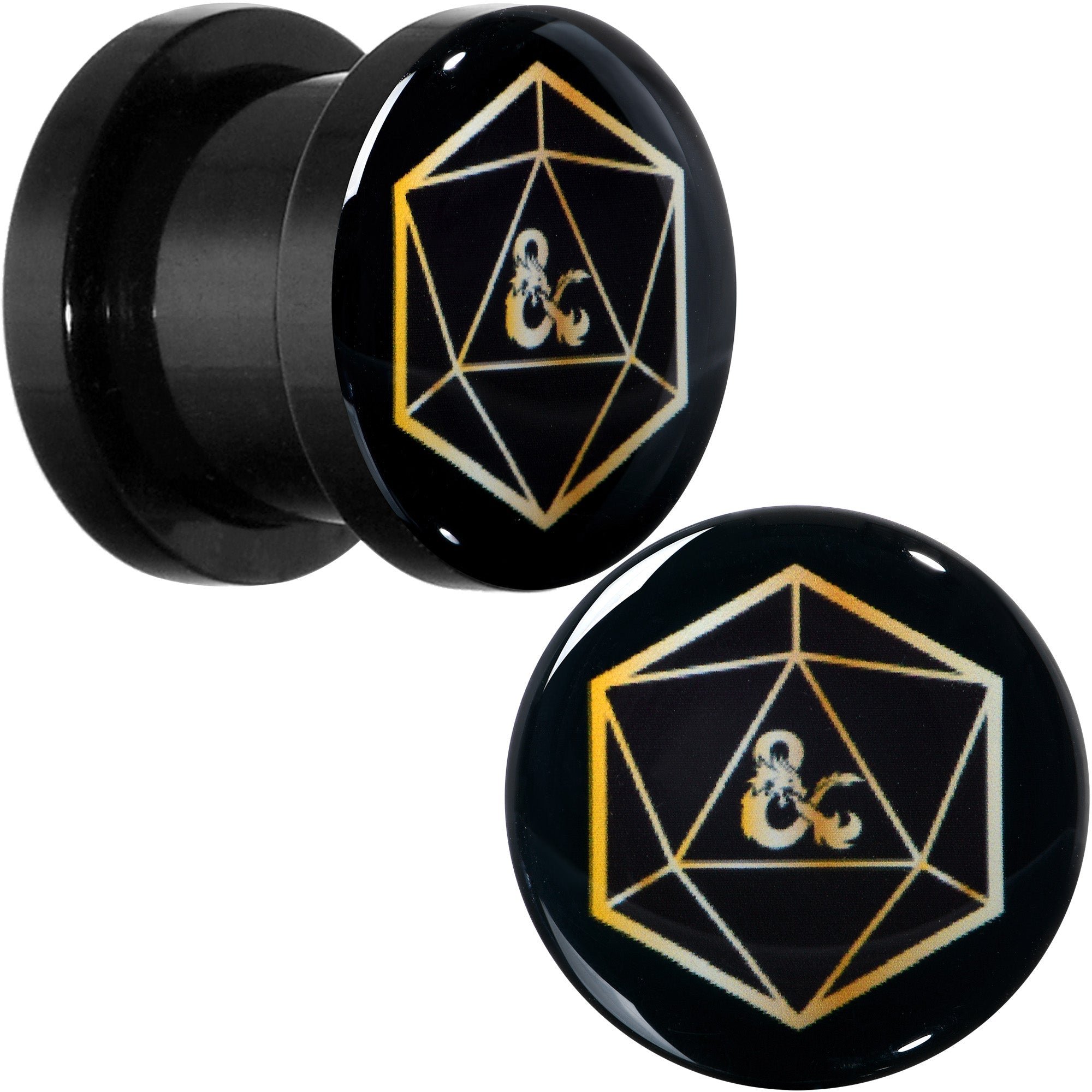 BodyCandy Licensed Dungeons & Dragons D20 Dice Black Screw Fit Plug Set — in-use photo