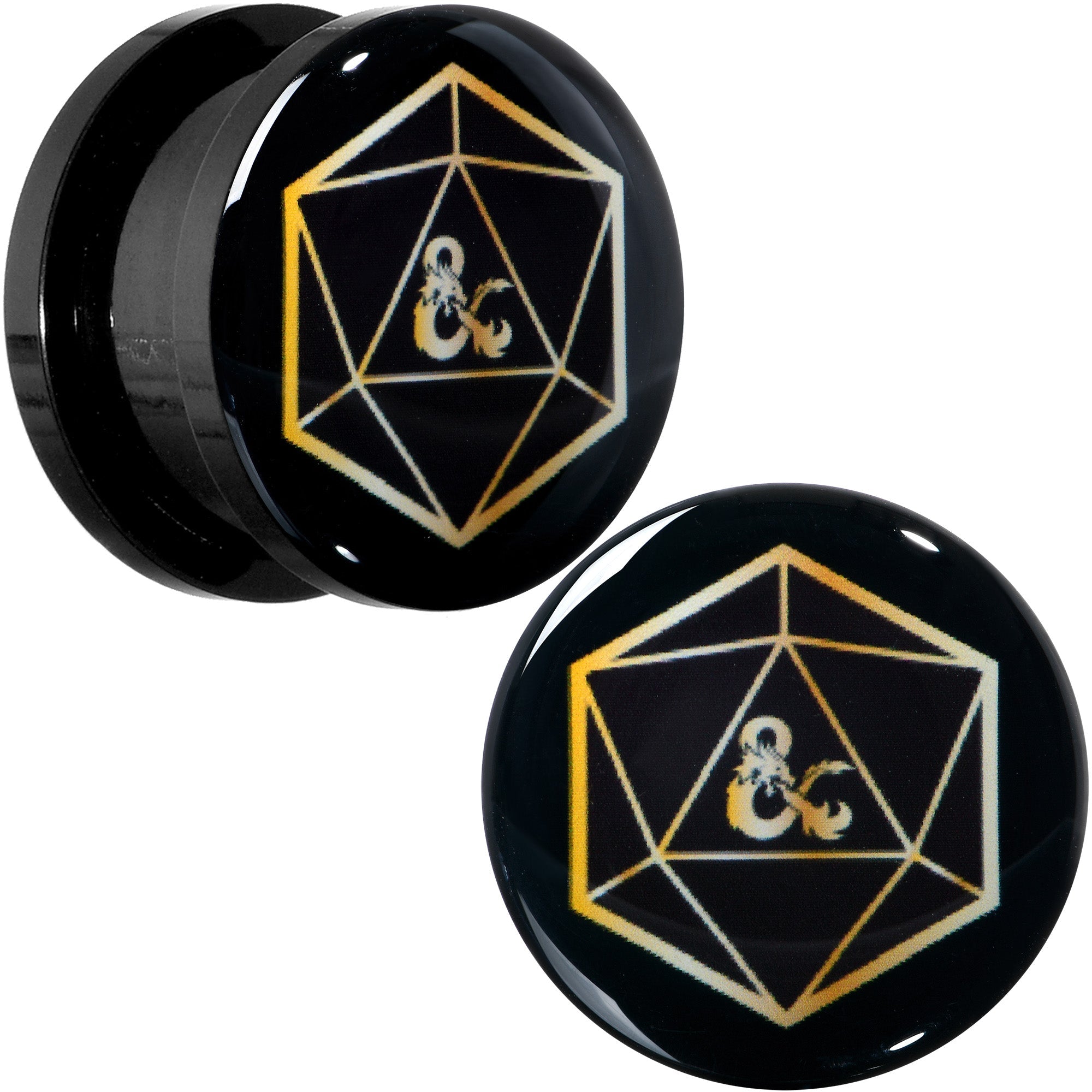 BodyCandy Licensed Dungeons & Dragons D20 Dice Black Screw Fit Plug Set — comparison shot