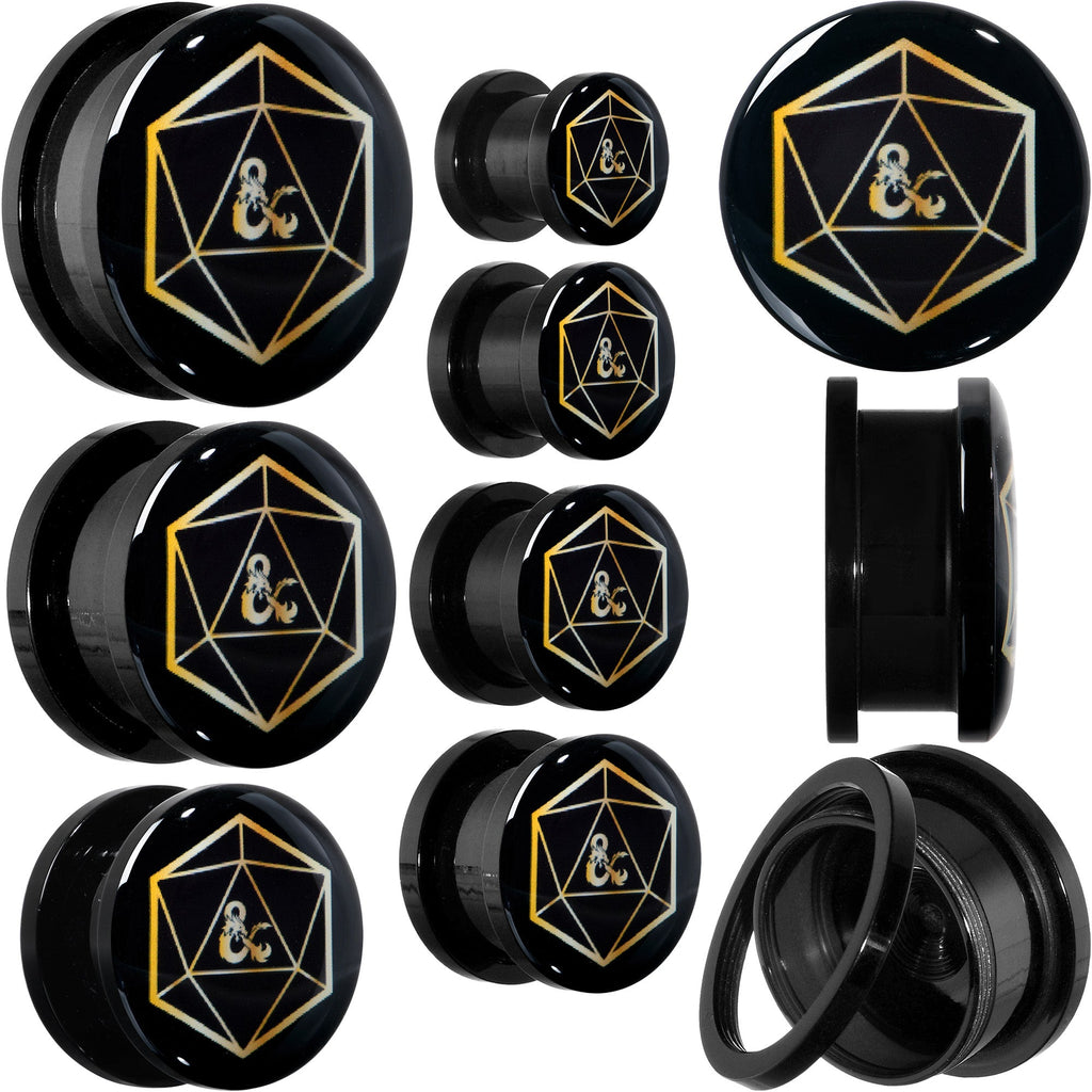 BodyCandy Licensed Dungeons & Dragons D20 Dice Black Screw Fit Plug Set — main product shot
