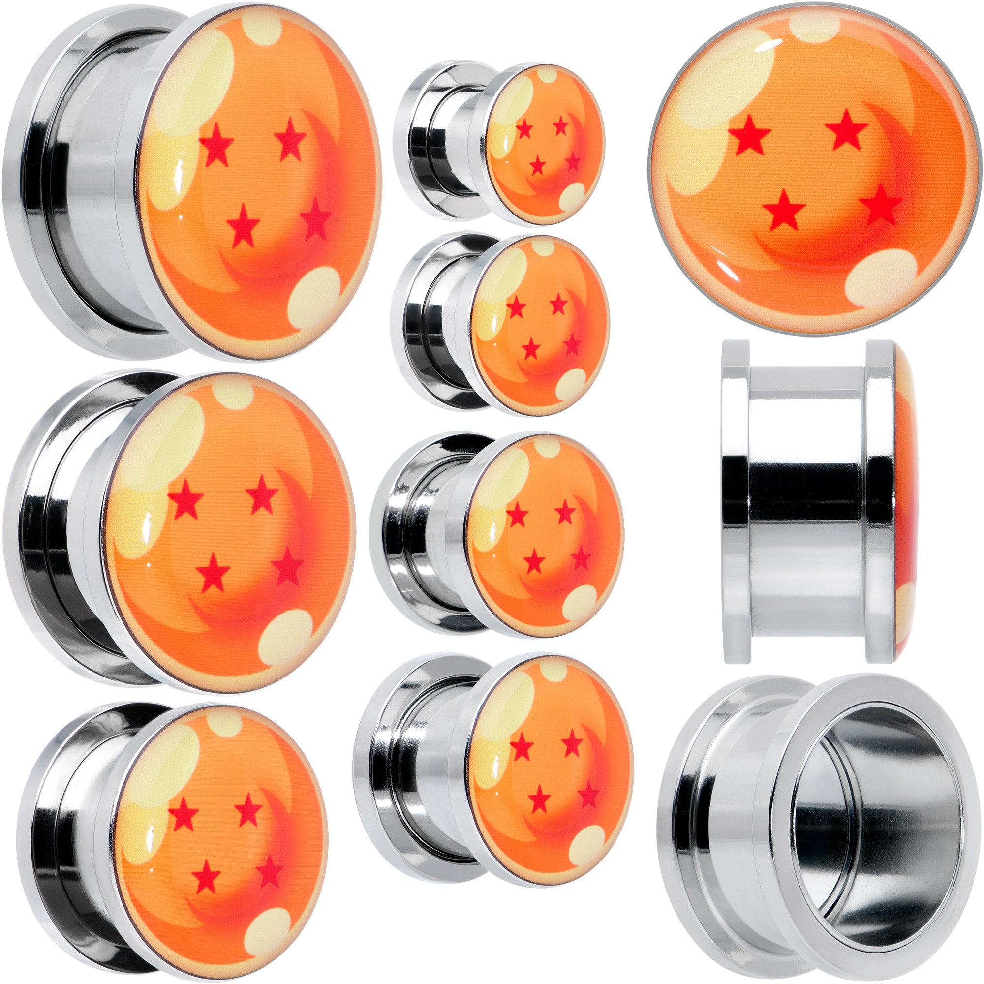 BodyCandy Licensed Dragonball Z Orange 4 Starball Screw Fit Plug Set — main product shot