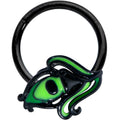 BodyCandy 16G 3/8 Black Striking Peacock Feather Hinged Segment Ring — main product shot