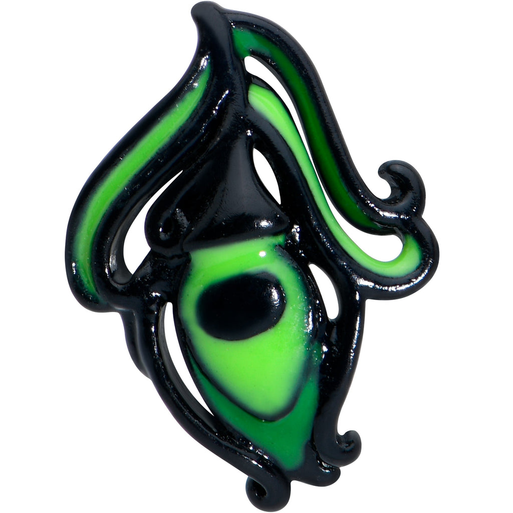 BodyCandy 16G 5/16 Black Striking Peacock Feather Labret Monroe Tragus — side view