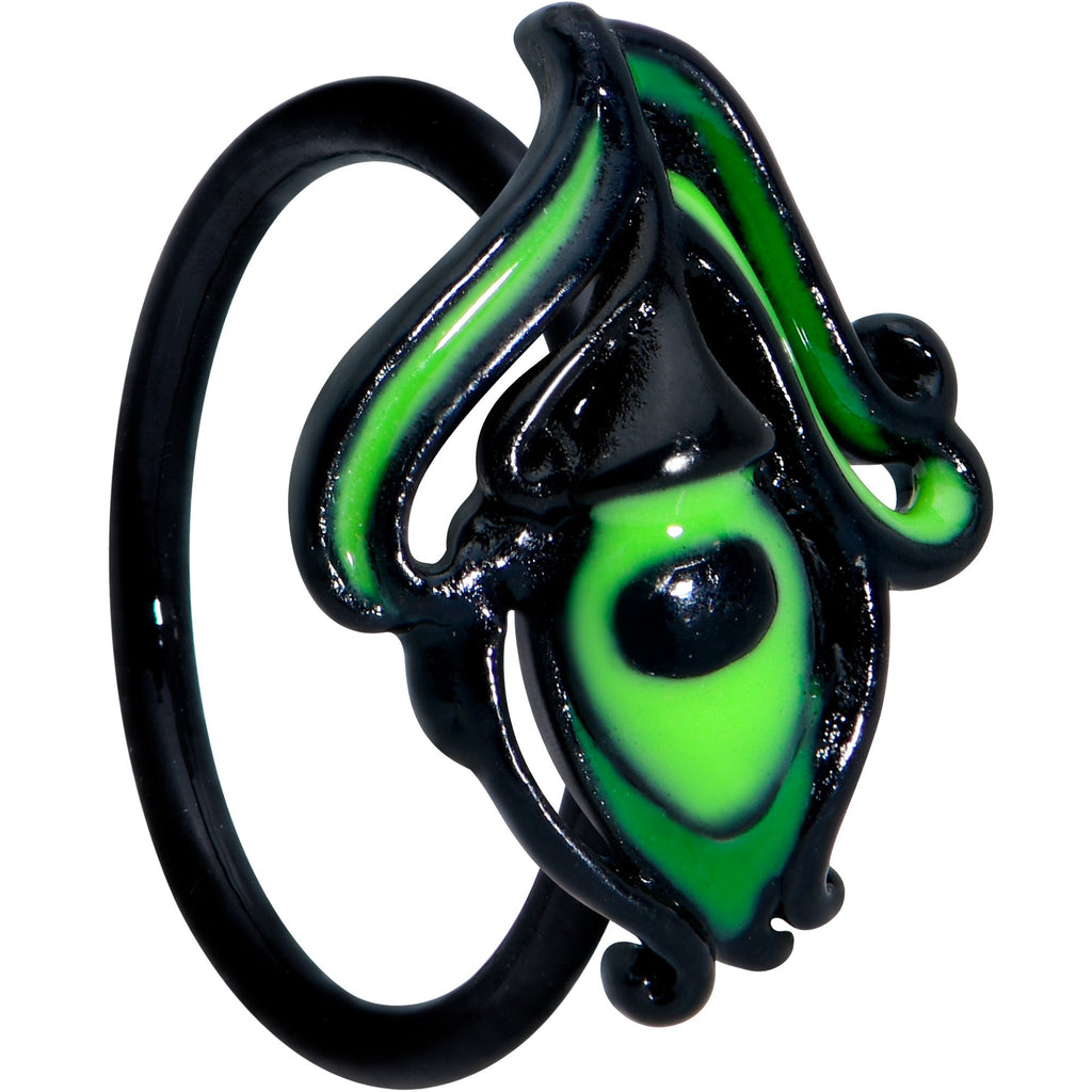 BodyCandy 20G 5/16 Black Striking Peacock Feather Nose Hoop — main product shot