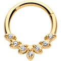 BodyCandy 16G 5/16 Clear CZ Gem Gold Tone Seven Leaf Hinged Segment Ring — main product shot
