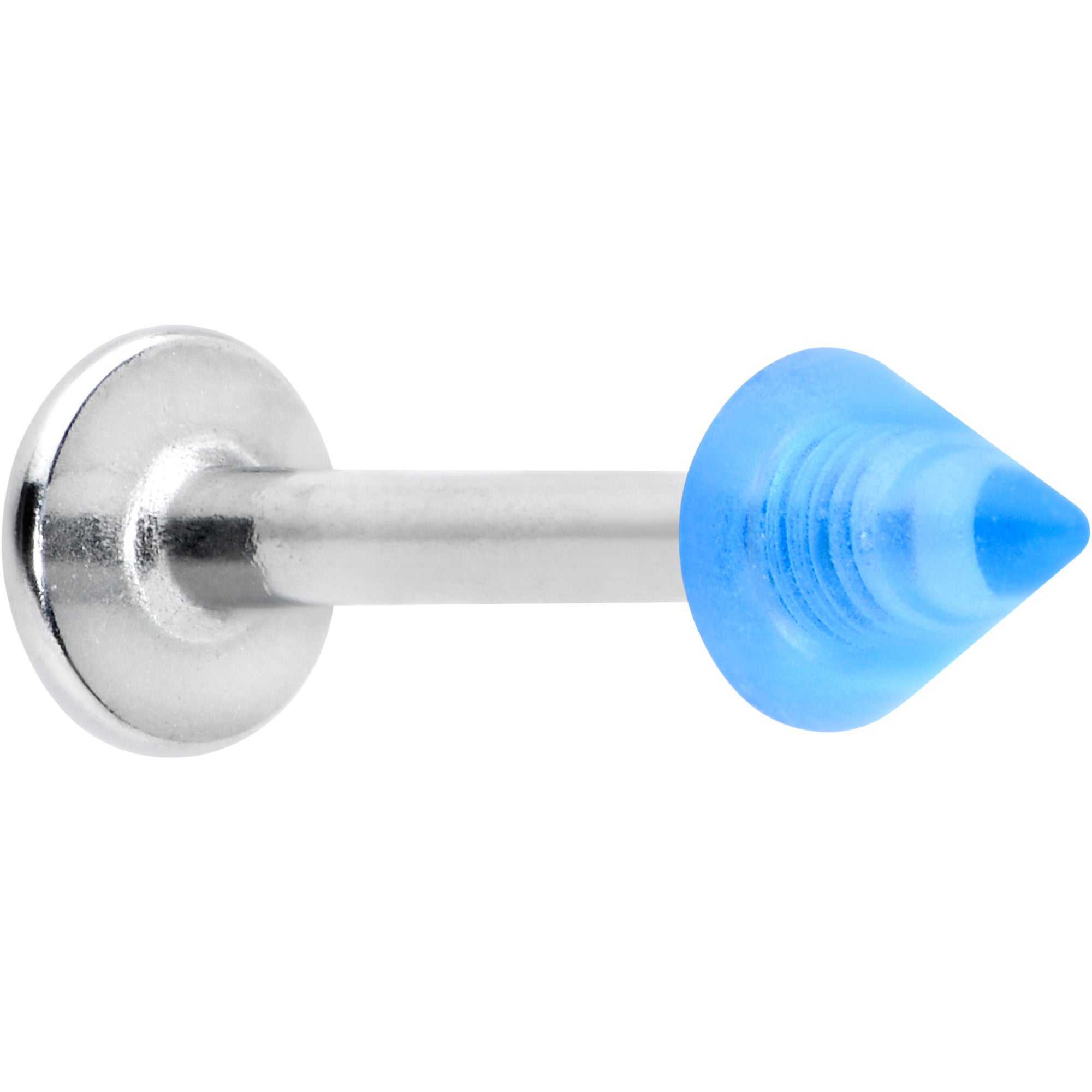 BodyCandy 16G 5/16 Simple 3mm Blue Cone Labret Monroe Tragus — main product shot