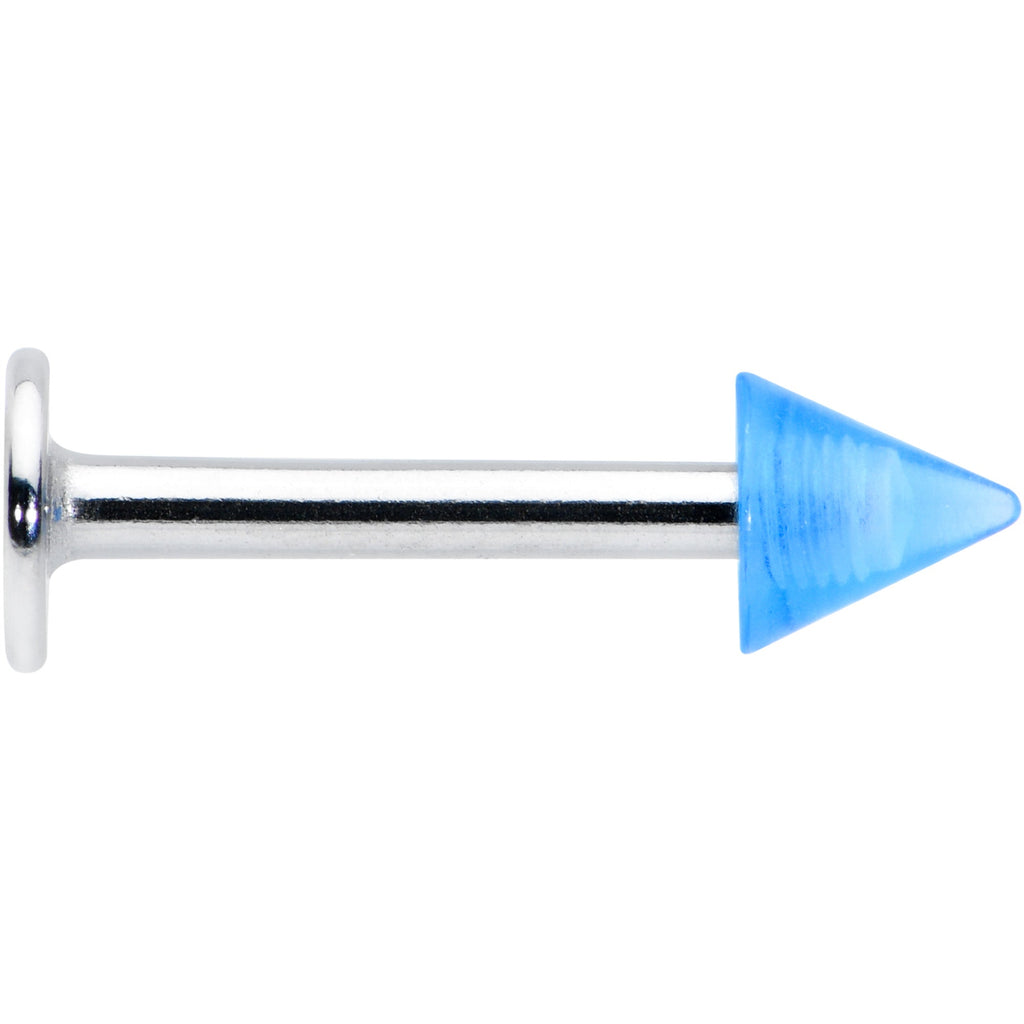 BodyCandy 16G 5/16 Simple 3mm Blue Cone Labret Monroe Tragus — detail close-up