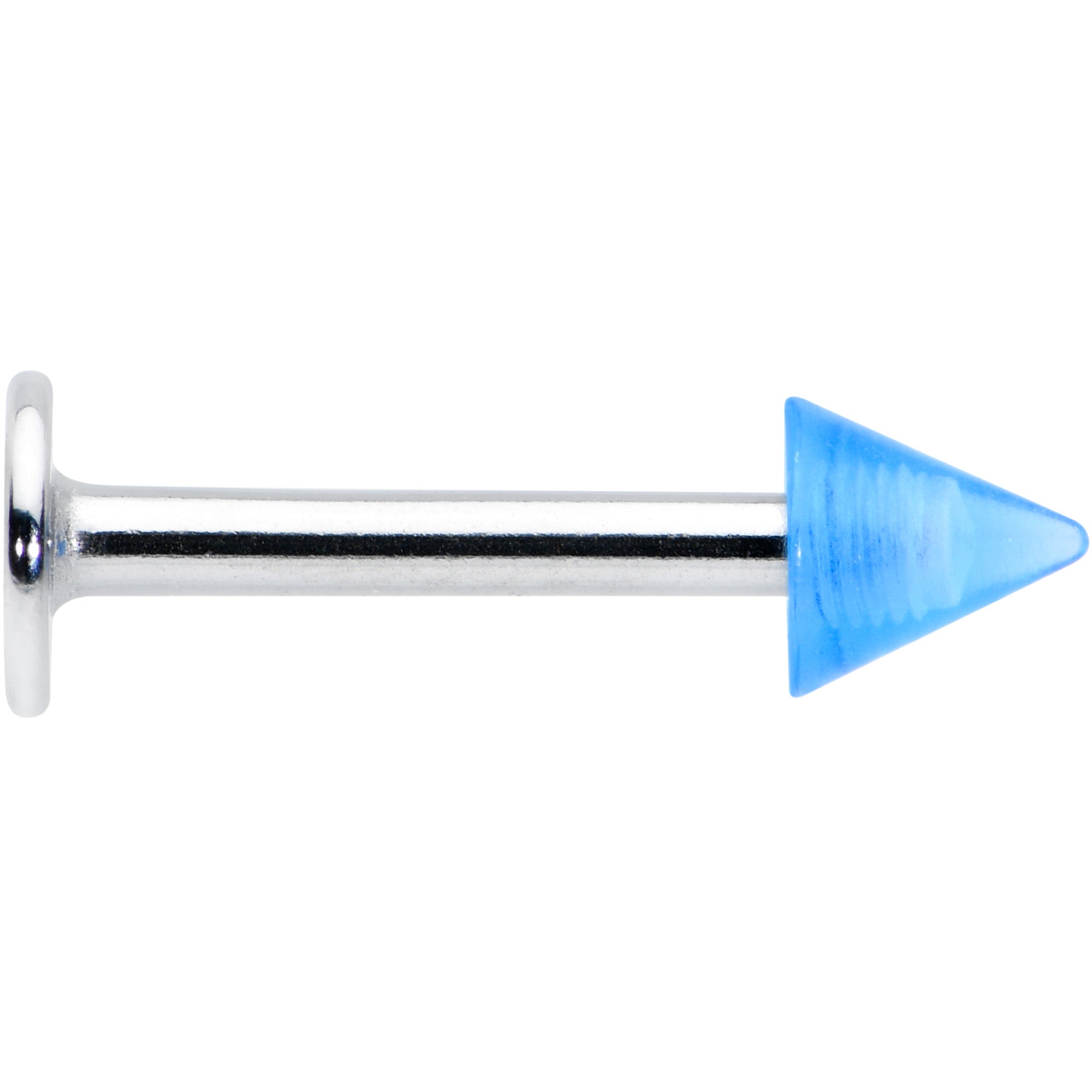 BodyCandy 16G 5/16 Simple 3mm Blue Cone Labret Monroe Tragus — detail close-up