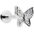 BodyCandy 16G 5/16 Clear Gem Butterfly Internally Threaded Labret Tragus — main product shot