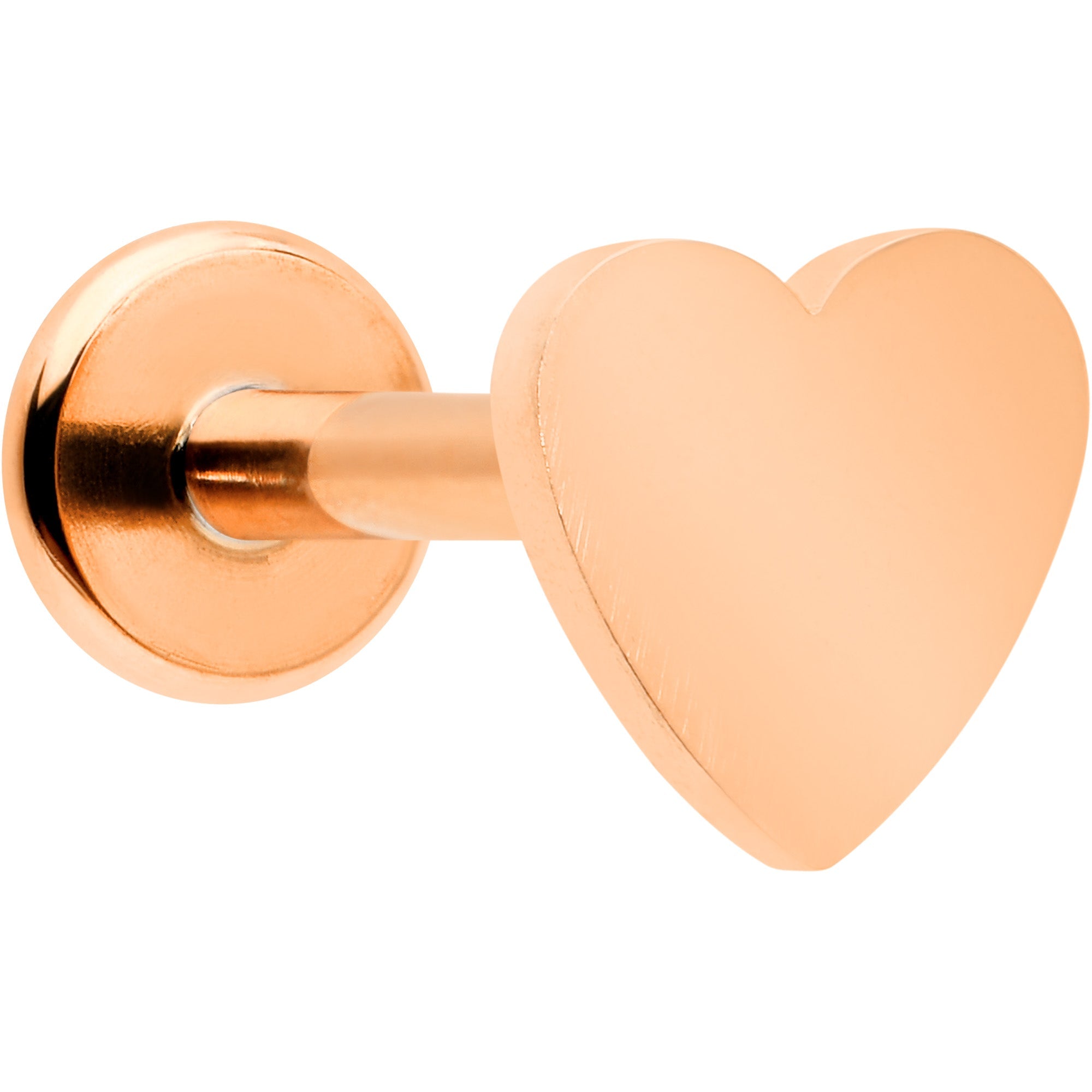 BodyCandy 16G 5/16 Rose Gold Tone Simple Heart Internally Threaded Labret — main product shot
