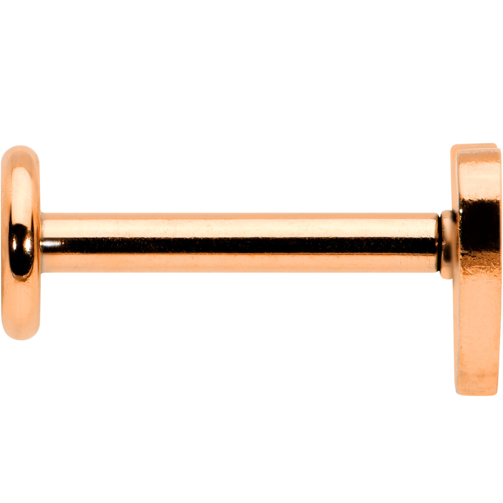 BodyCandy 16G 5/16 Rose Gold Tone Simple Heart Internally Threaded Labret — side view