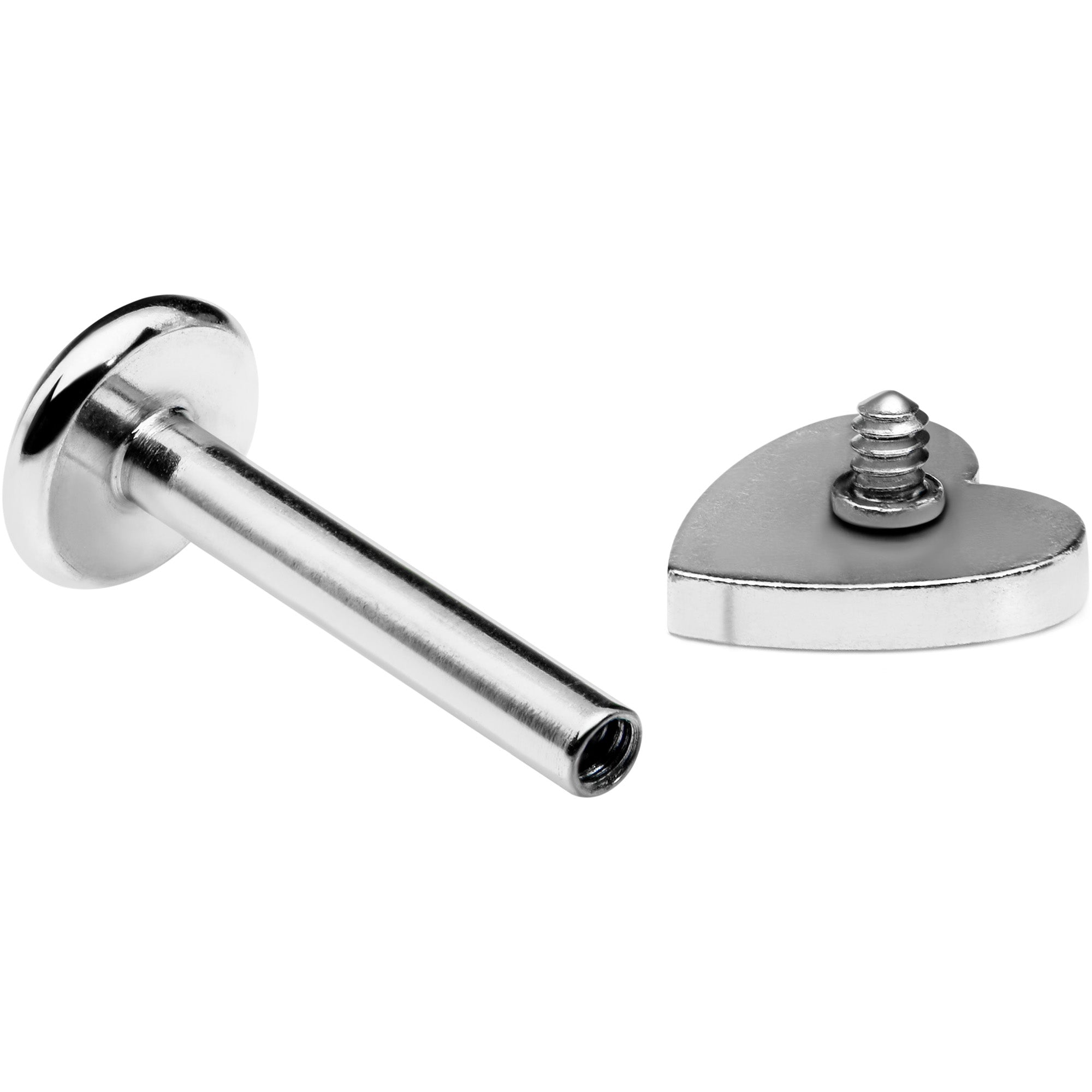 BodyCandy 16G 5/16 Simple Heart Internally Threaded Labret Monroe Tragus — detail close-up