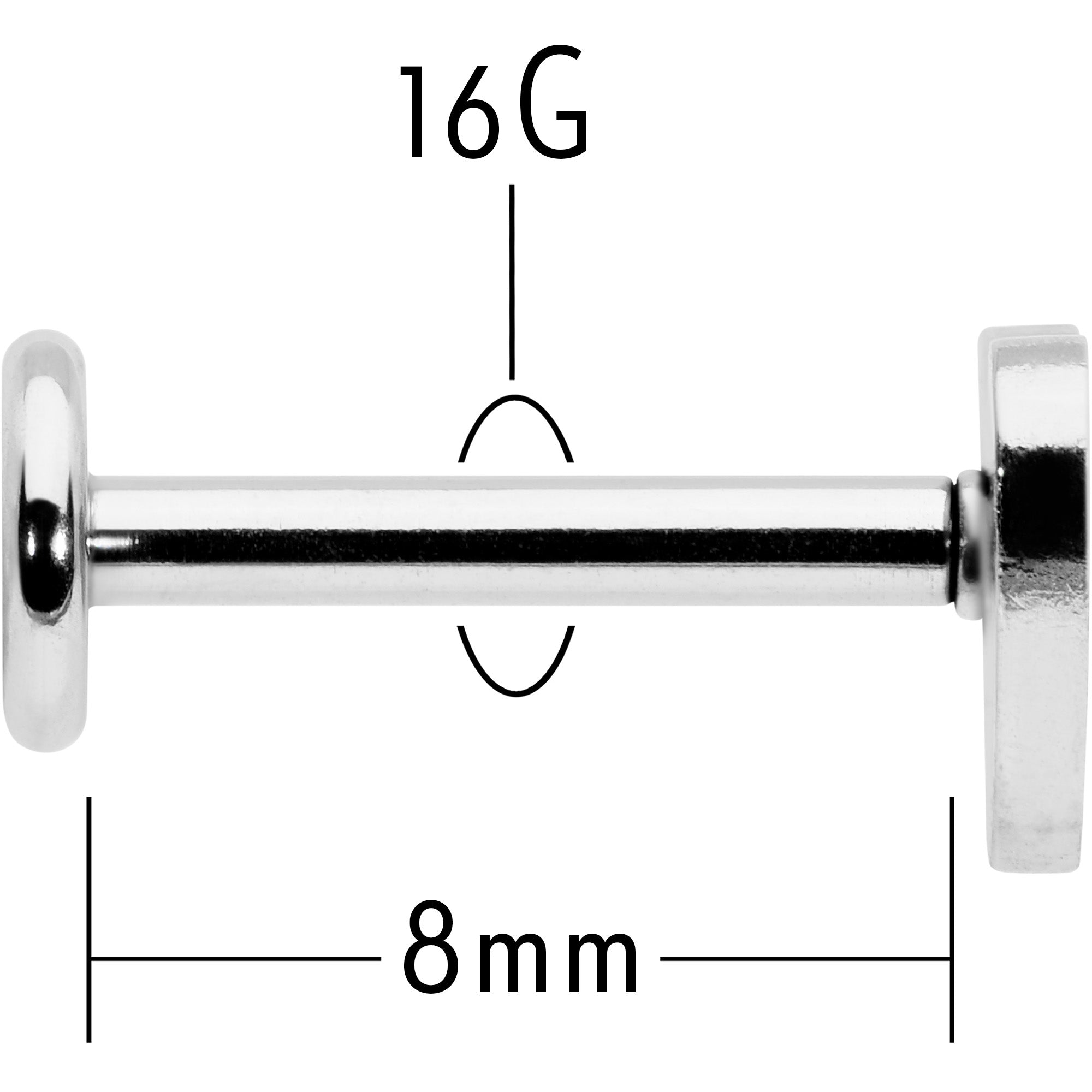 BodyCandy 16G 5/16 Simple Heart Internally Threaded Labret Monroe Tragus — alternative angle