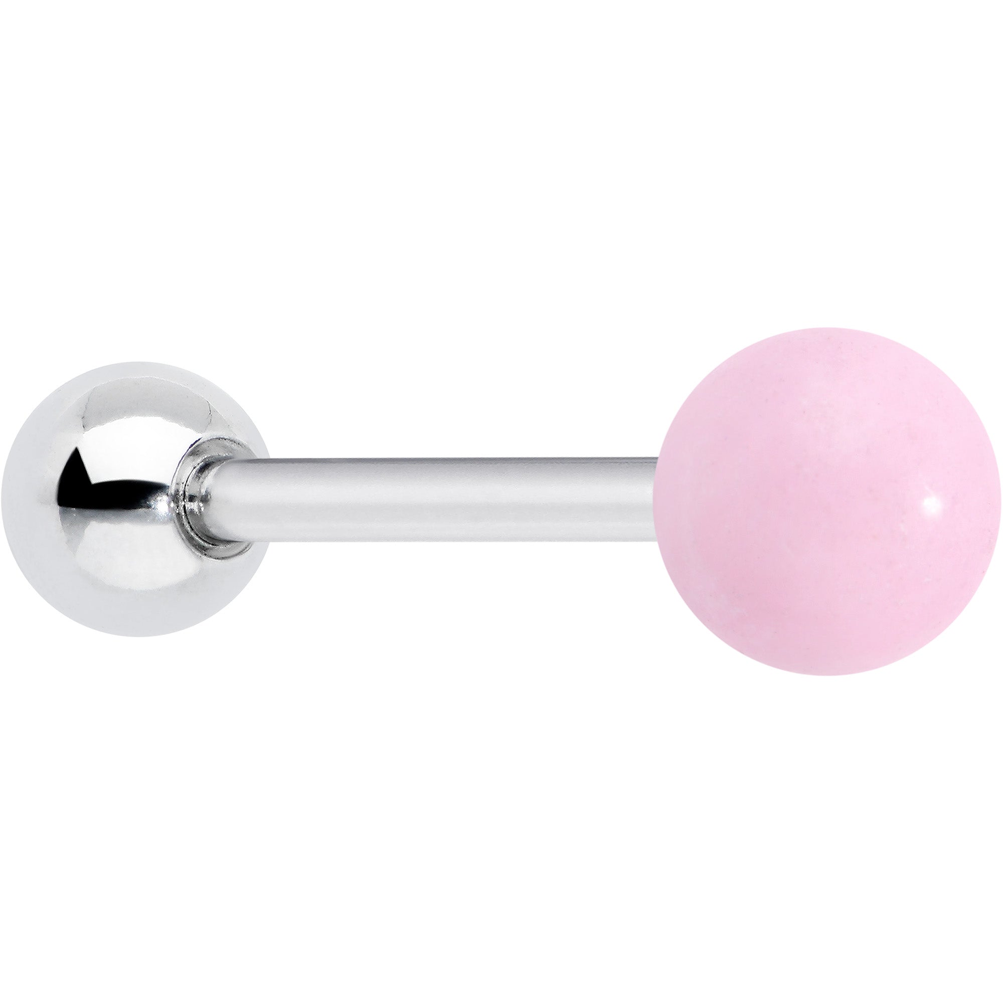 BodyCandy Pink Rose Quartz End Barbell Tongue Ring — main product shot
