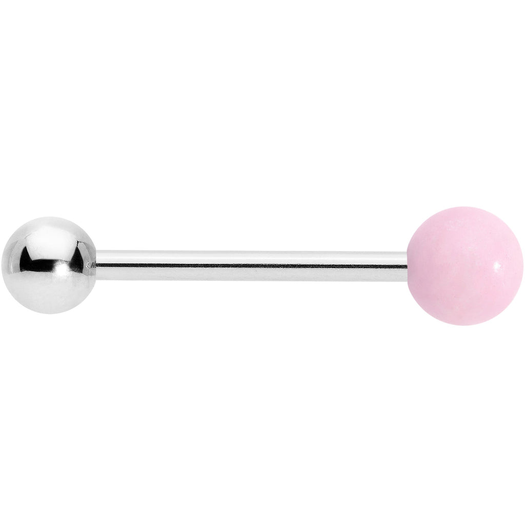 BodyCandy Pink Rose Quartz End Barbell Tongue Ring — lifestyle context