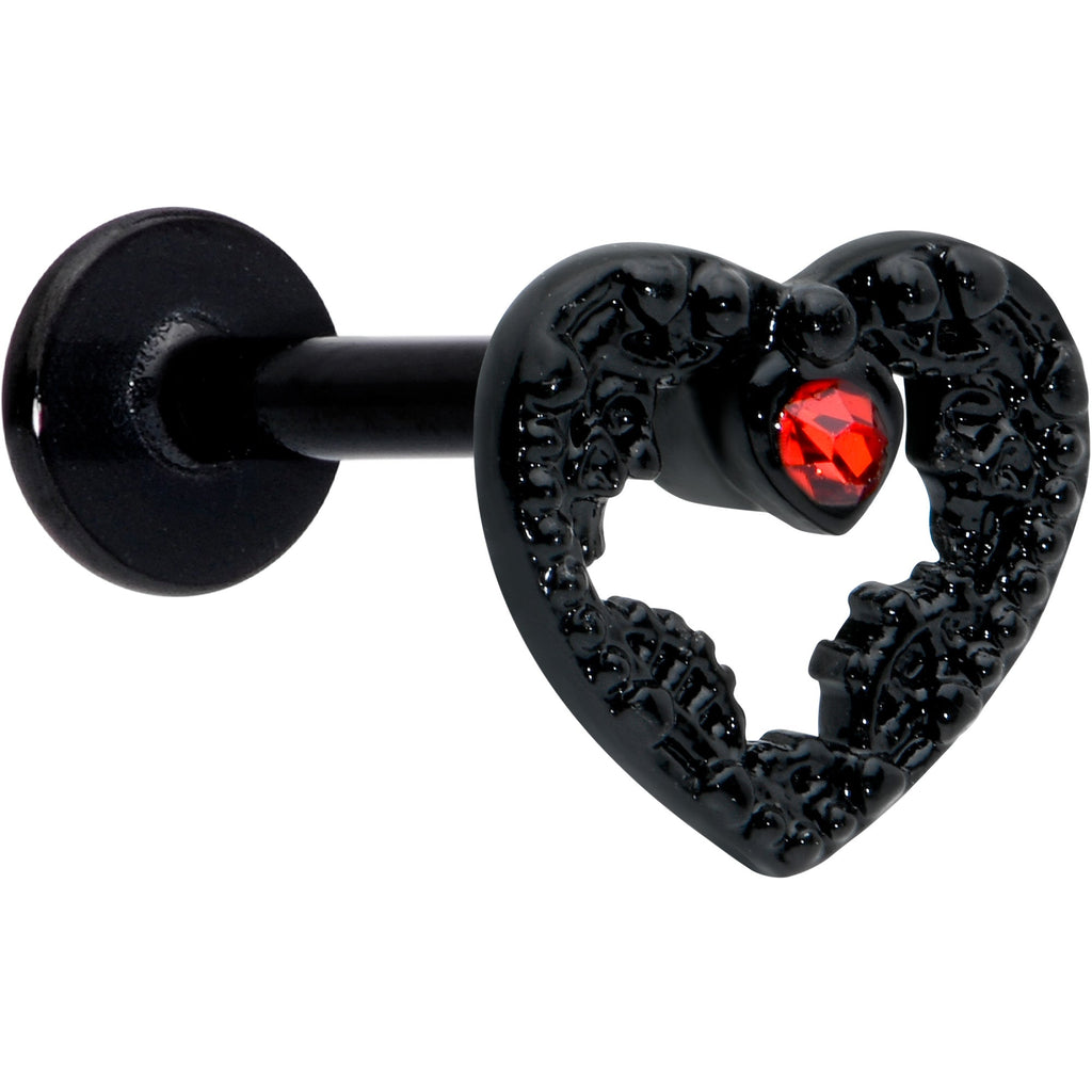 BodyCandy 16G 5/16 Red Gem Black Steampunk Skull Labret Monroe Tragus — main product shot