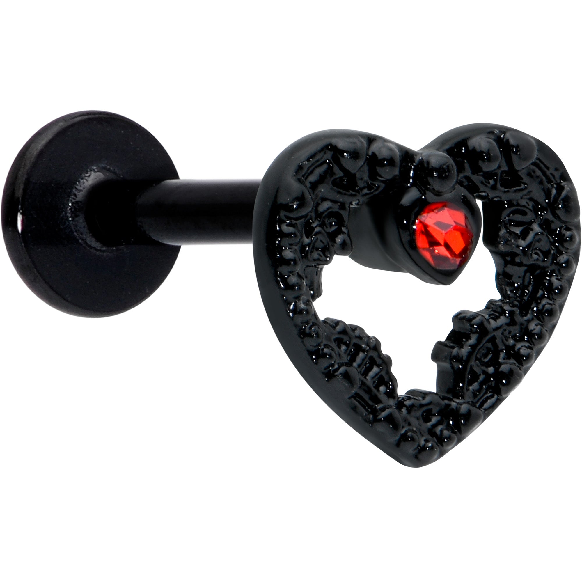 BodyCandy 16G 5/16 Red Gem Black Steampunk Skull Labret Monroe Tragus — main product shot