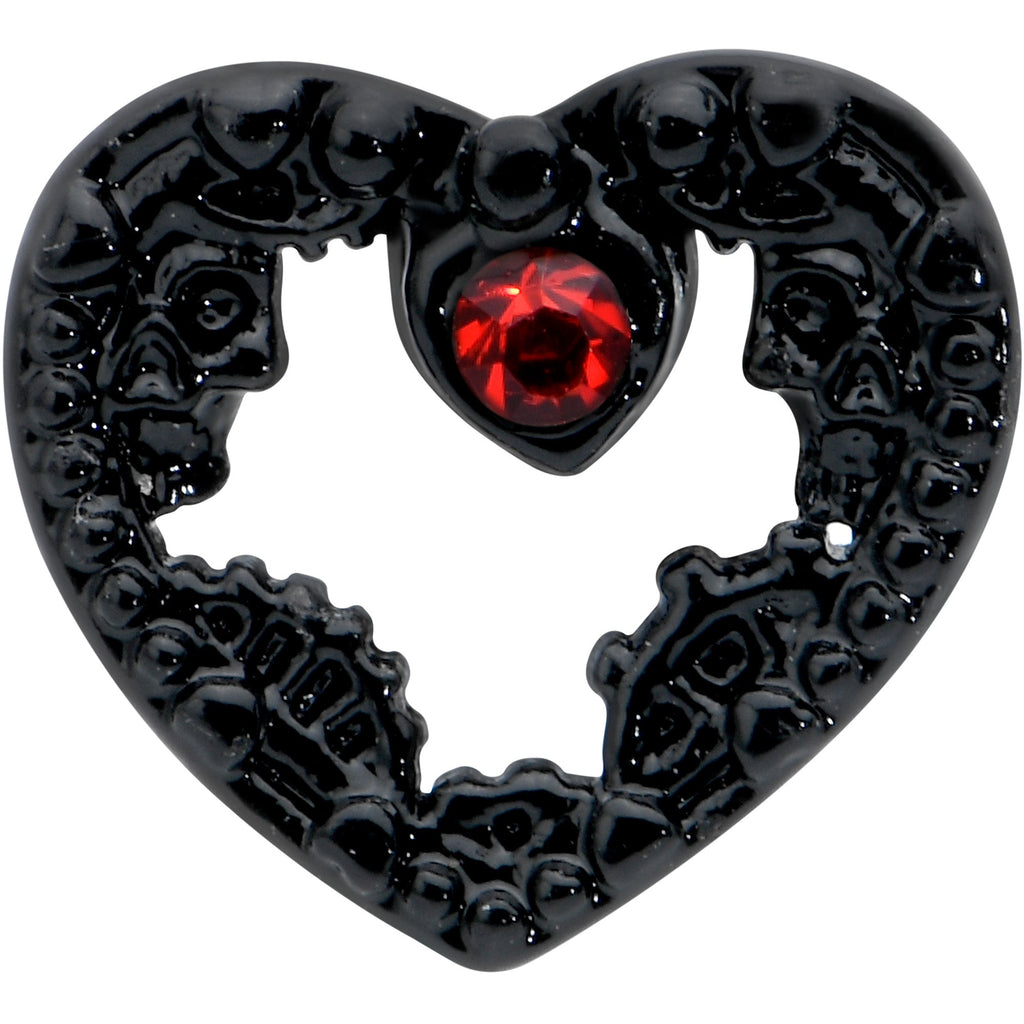 BodyCandy 16G 5/16 Red Gem Black Steampunk Skull Labret Monroe Tragus — detail close-up