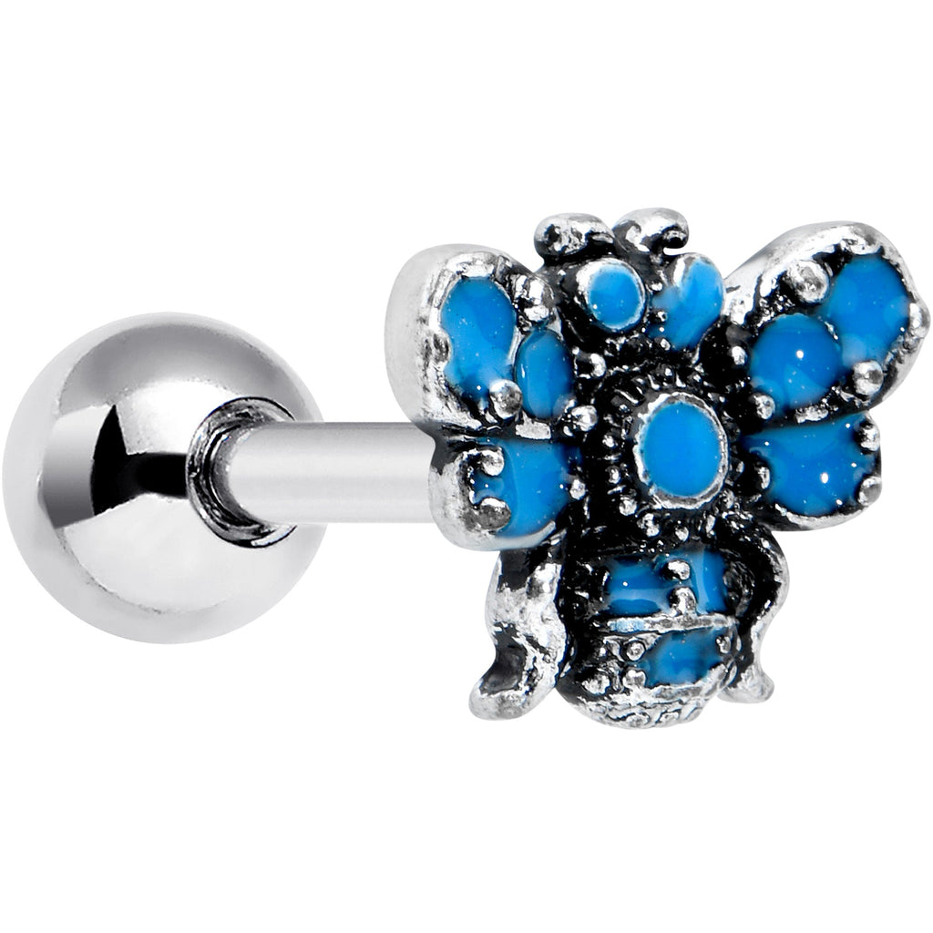 BodyCandy 16G 1/4 Textured Blue Butterfly Cartilage Tragus Earring — main product shot