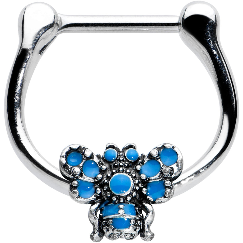 BodyCandy 16G 5/16 Textured Blue Butterfly Cartilage Clicker — main product shot