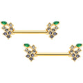 BodyCandy 14G 9/16 Clear CZ Gem Gold Tone Bunch Grapes Nipple Ring Set — main product shot
