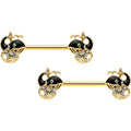 BodyCandy 14G 9/16 Clear Gem Gold Tone Mom Baby Whale Nipple Ring Set — main product shot