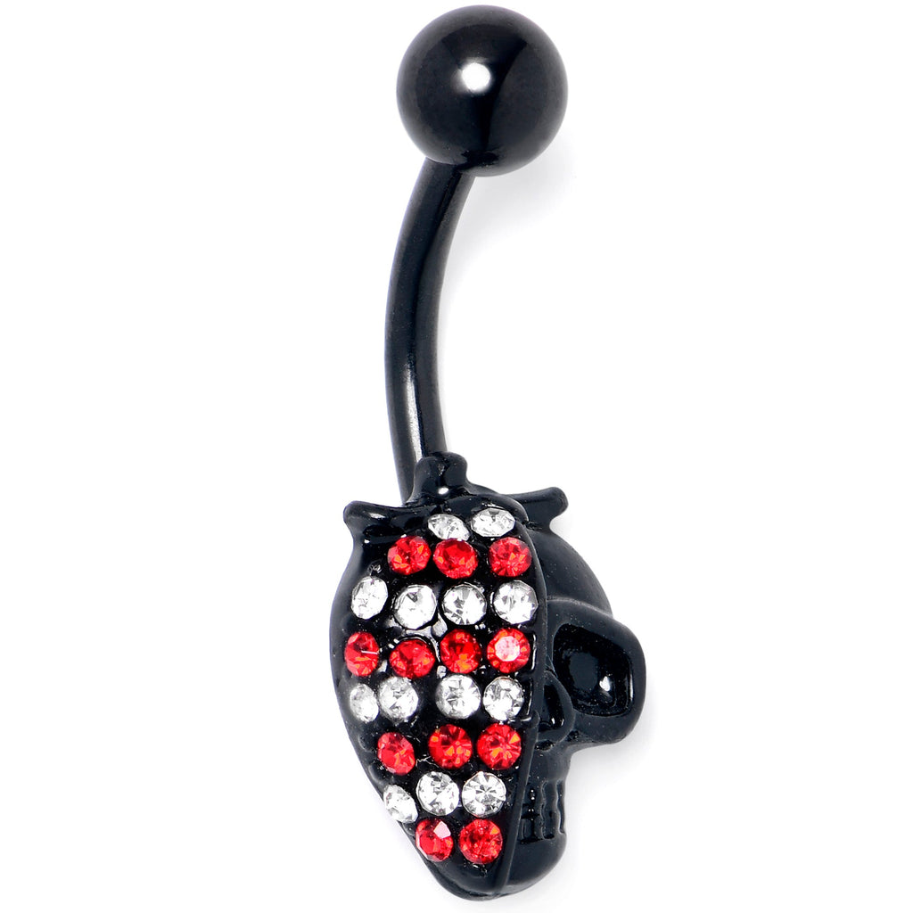 BodyCandy Red Clear Gem Black Skull Halloween Belly Ring — main product shot