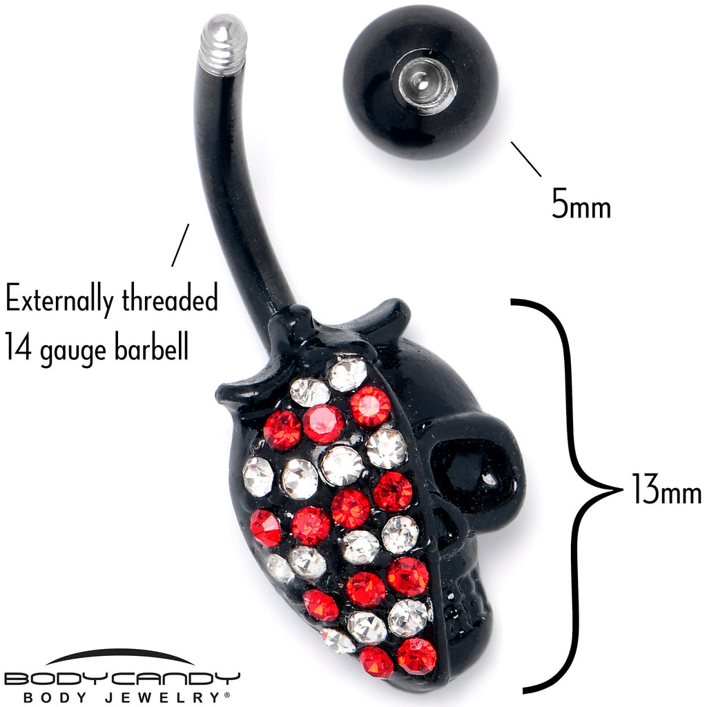 BodyCandy Red Clear Gem Black Skull Halloween Belly Ring — lifestyle context