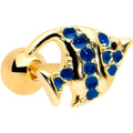 BodyCandy 16G 1/4 Gold Tone Blue Adorable Angelfish Cartilage Tragus — main product shot
