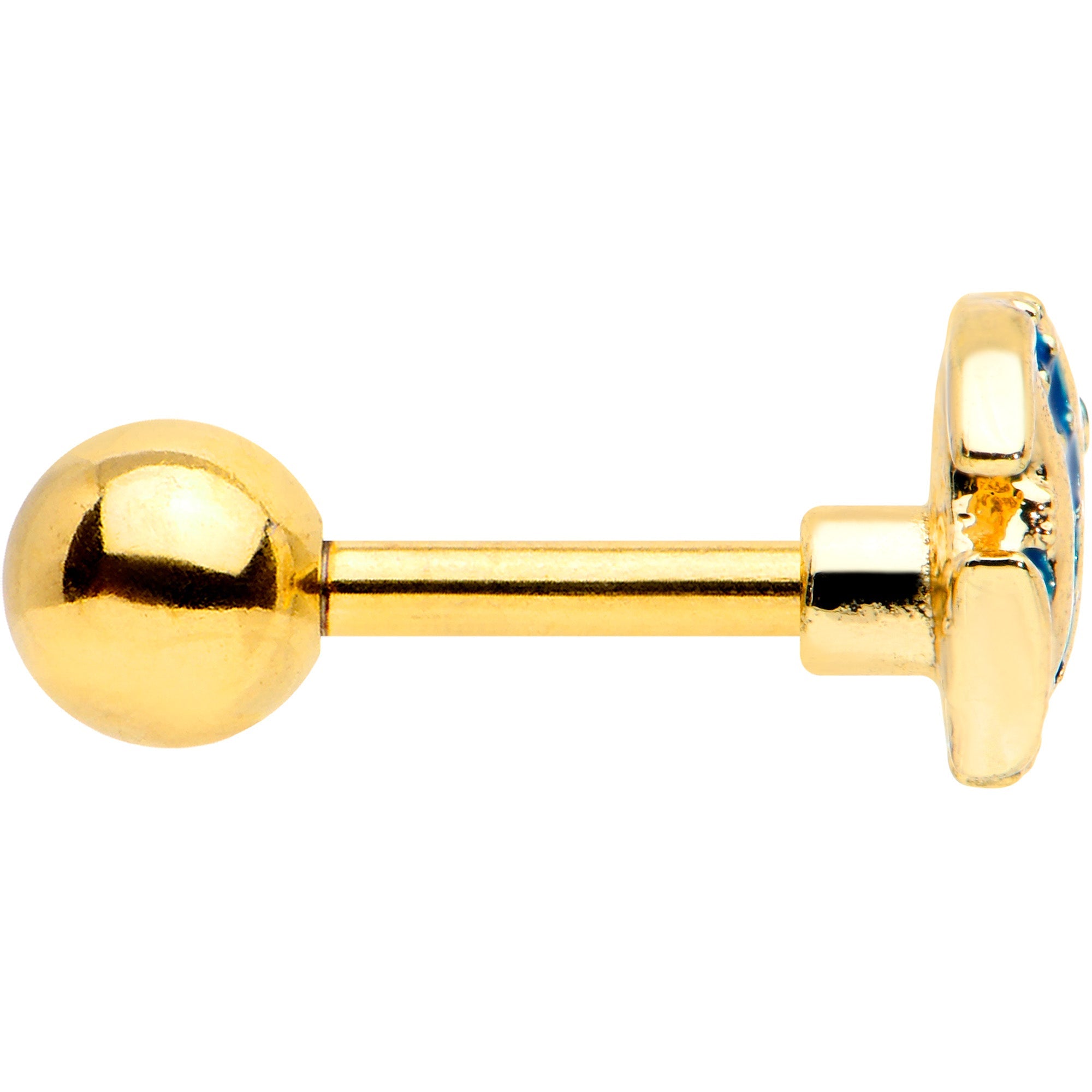 BodyCandy 16G 1/4 Gold Tone Blue Adorable Angelfish Cartilage Tragus — lifestyle context