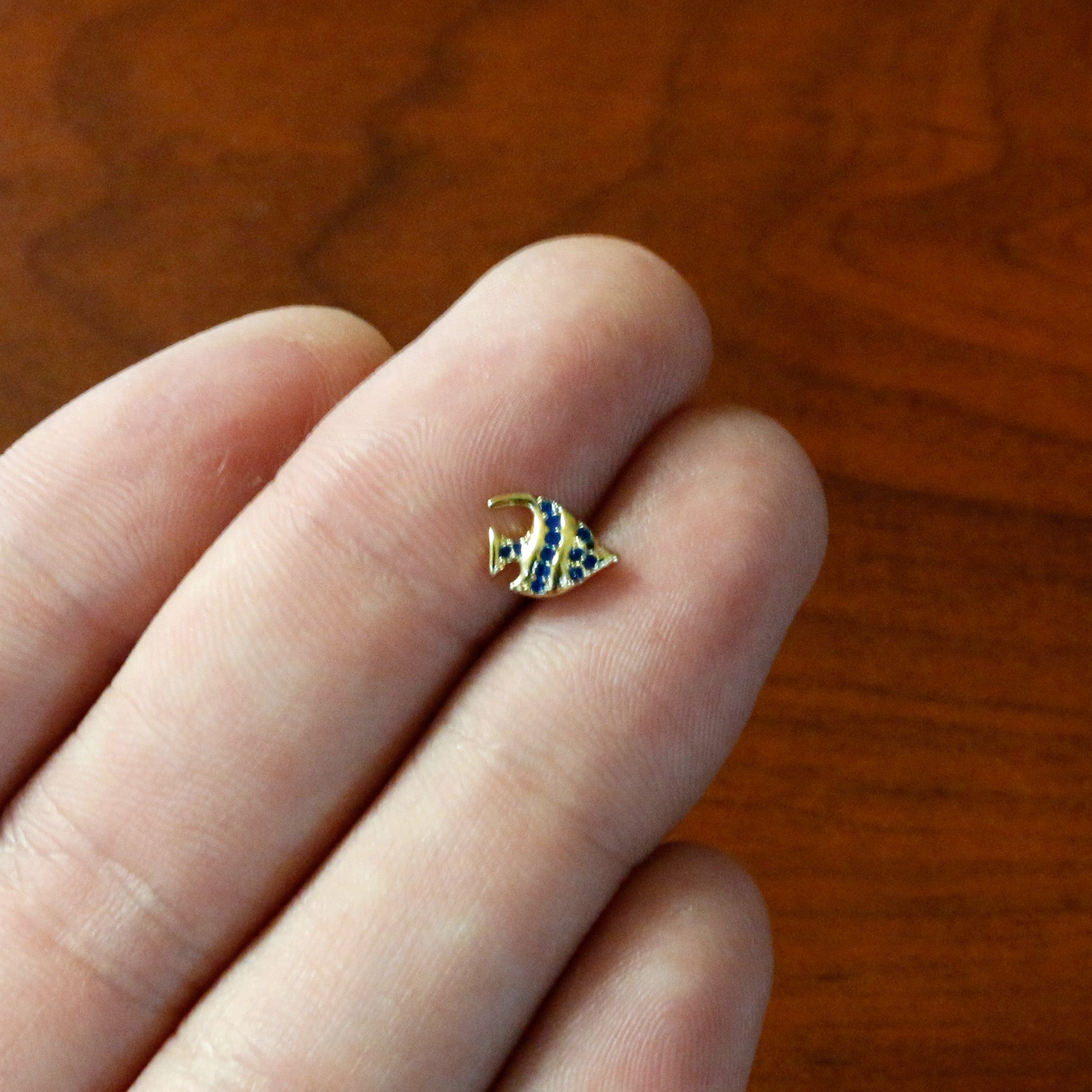 BodyCandy 16G 1/4 Gold Tone Blue Adorable Angelfish Cartilage Tragus — alternative angle