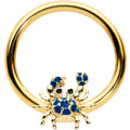 BodyCandy 16G 3/8 Gold Tone Blue Crab Nautical BCR Captive Ring — main product shot