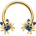 BodyCandy 16G 3/8 Gold Tone Blue Crab Nautical Horseshoe Circular Barbell — main product shot