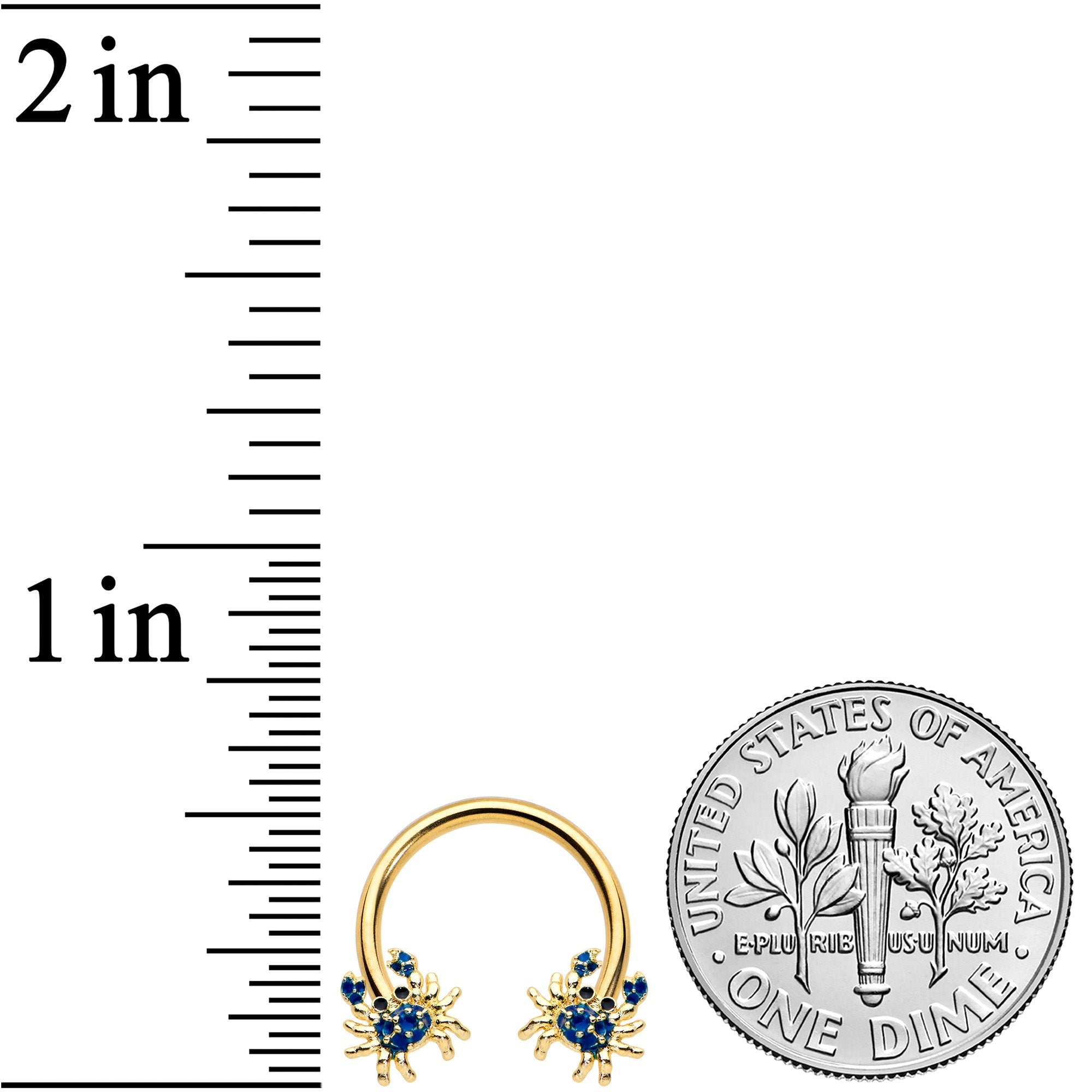 BodyCandy 16G 3/8 Gold Tone Blue Crab Nautical Horseshoe Circular Barbell — lifestyle context