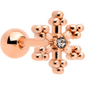 BodyCandy 16G 1/4 Clear Gem Rose Gold Tone Pretty Snowflake Cartilage Tragus — main product shot
