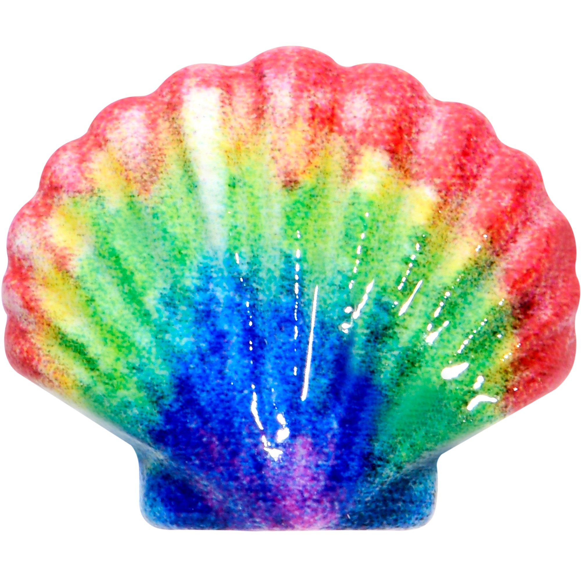 BodyCandy 16G 5/16 Gold Tone Rainbow Scallop Shell Labret Monroe Tragus — detail close-up