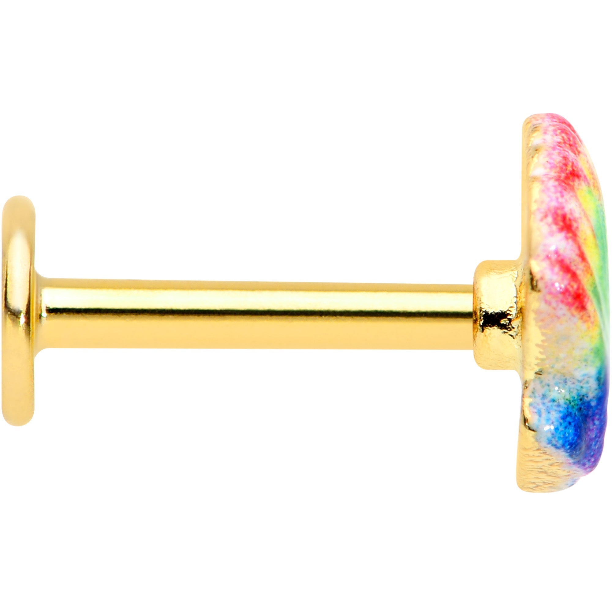 BodyCandy 16G 5/16 Gold Tone Rainbow Scallop Shell Labret Monroe Tragus — lifestyle context