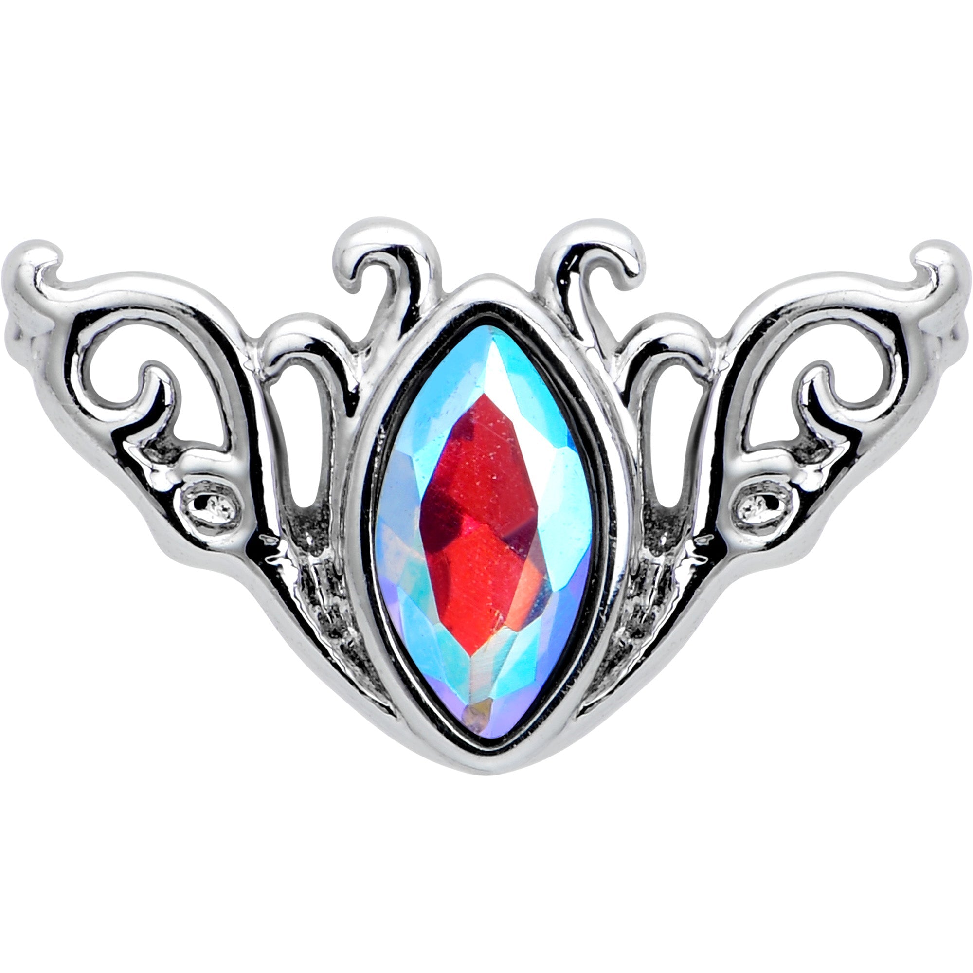 BodyCandy 16G 5/16 Aurora Gem Deco Waves Labret Monroe Tragus — detail close-up