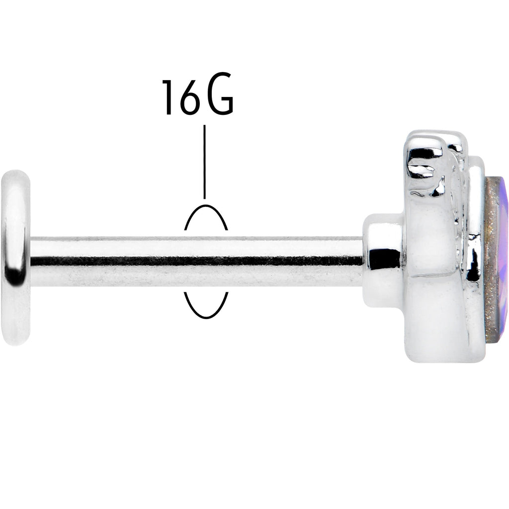 BodyCandy 16G 5/16 Aurora Gem Deco Waves Labret Monroe Tragus — back view
