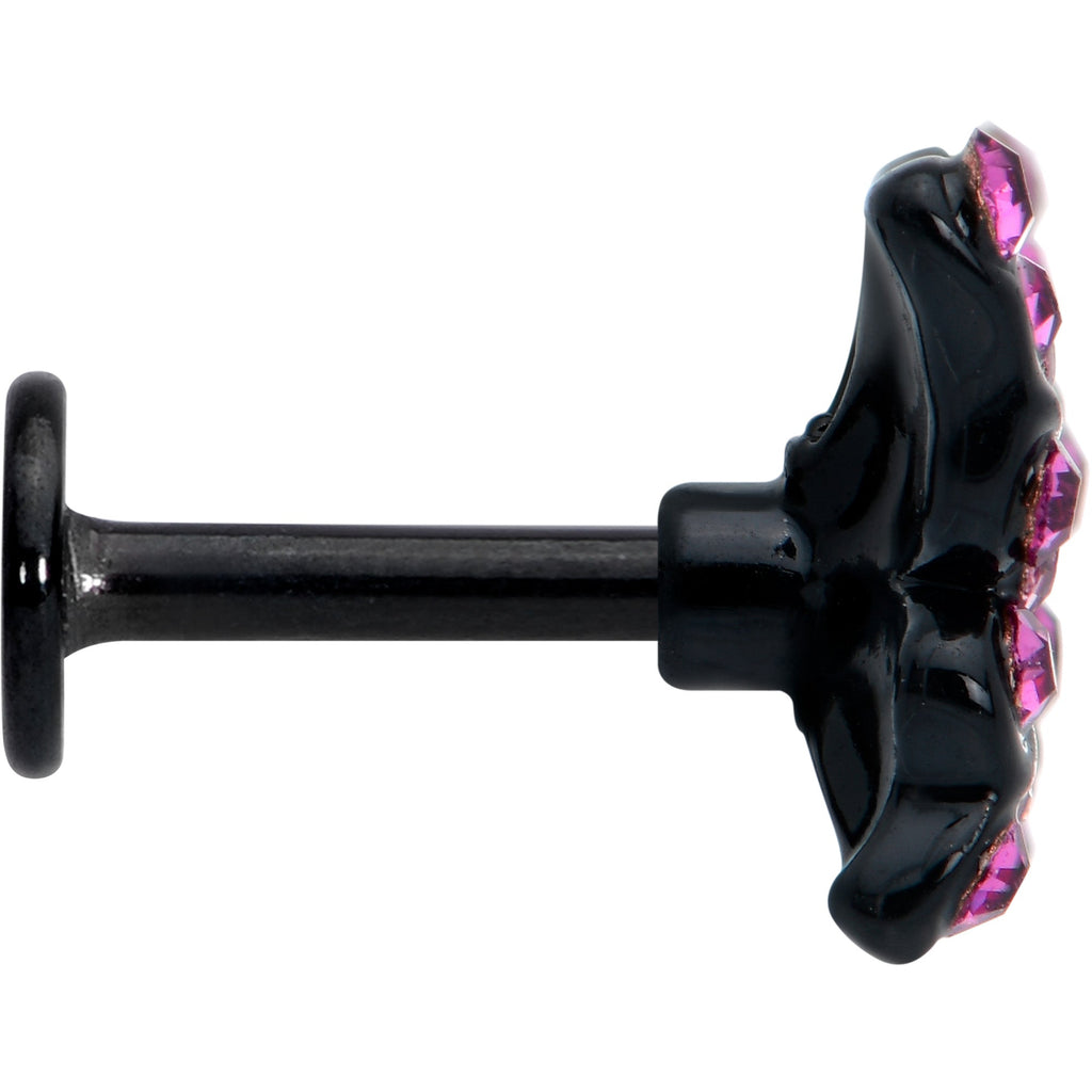 BodyCandy 16G 1/4 Pink Gem Black Midnight Butterfly Labret — lifestyle context