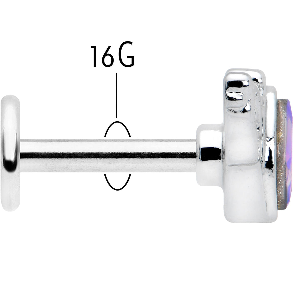 BodyCandy 16G 1/4 Aurora Gem Deco Waves Labret — back view